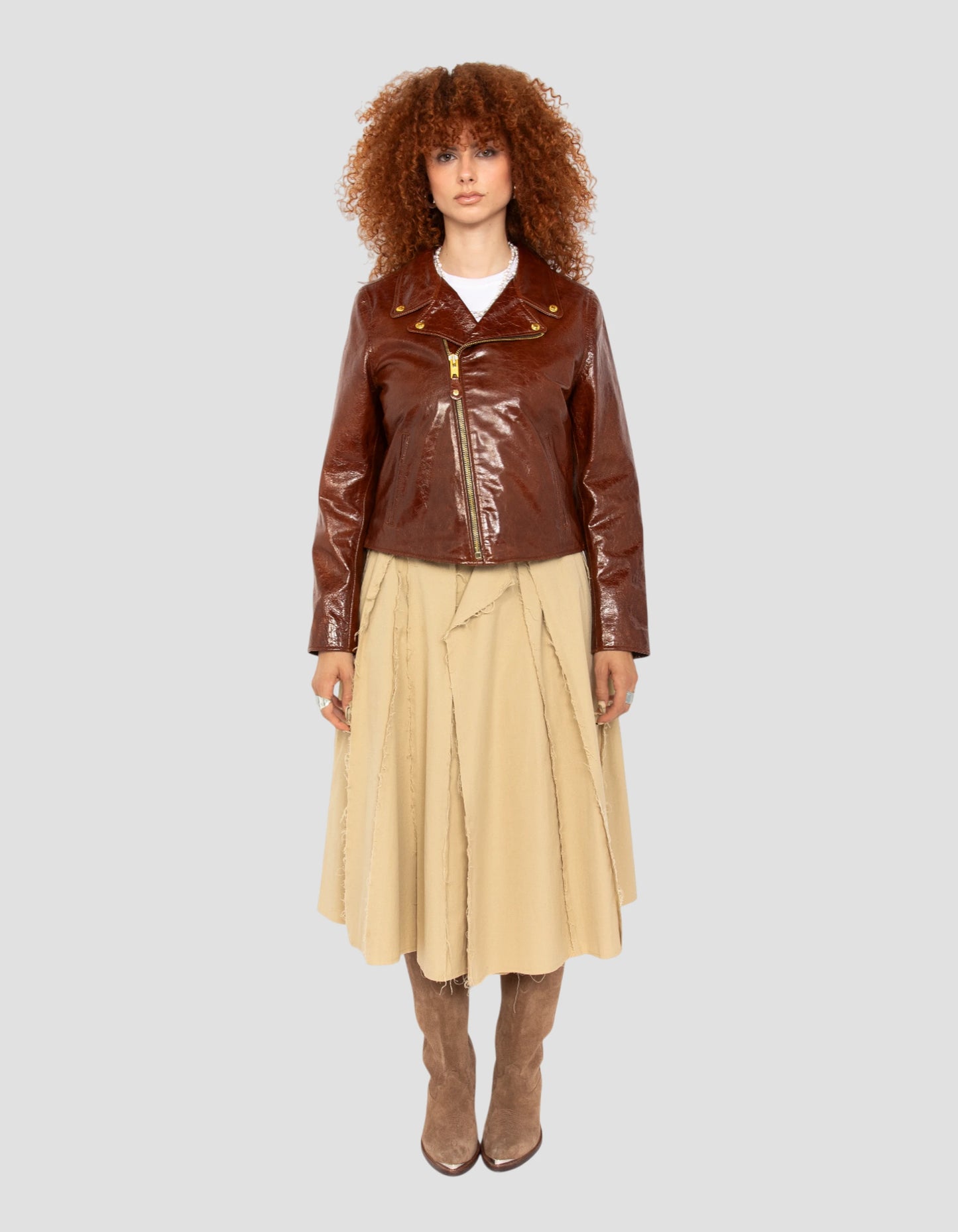 Giacca marrone Varni Perfecto®, pelle di agnello