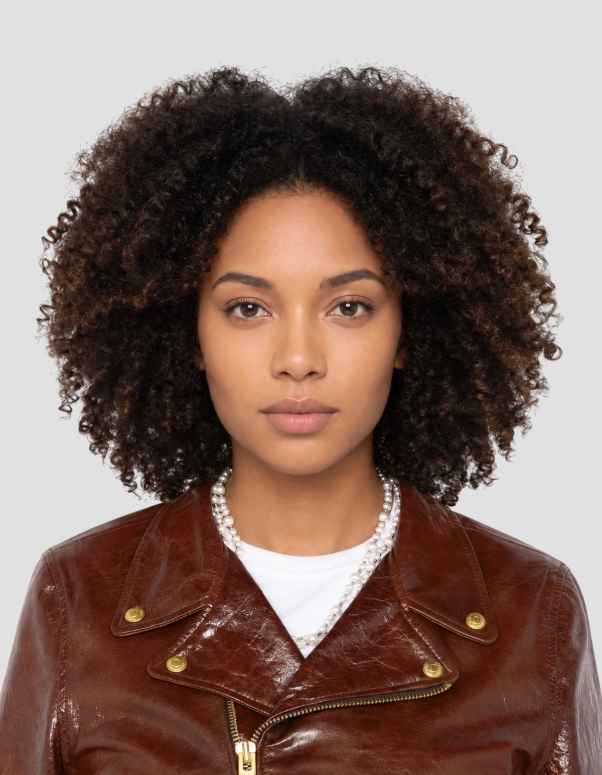 Braune Perfecto® Jacke aus Lammleder in Lackoptik