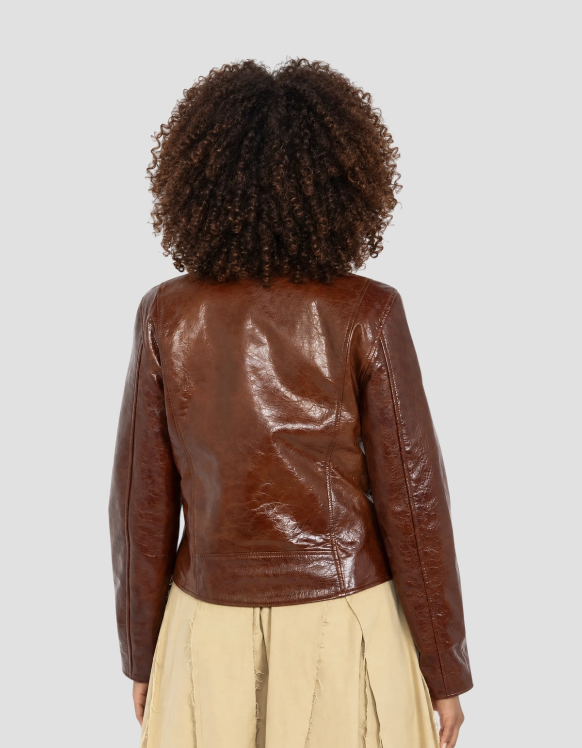 Braune Perfecto® Jacke aus Lammleder in Lackoptik