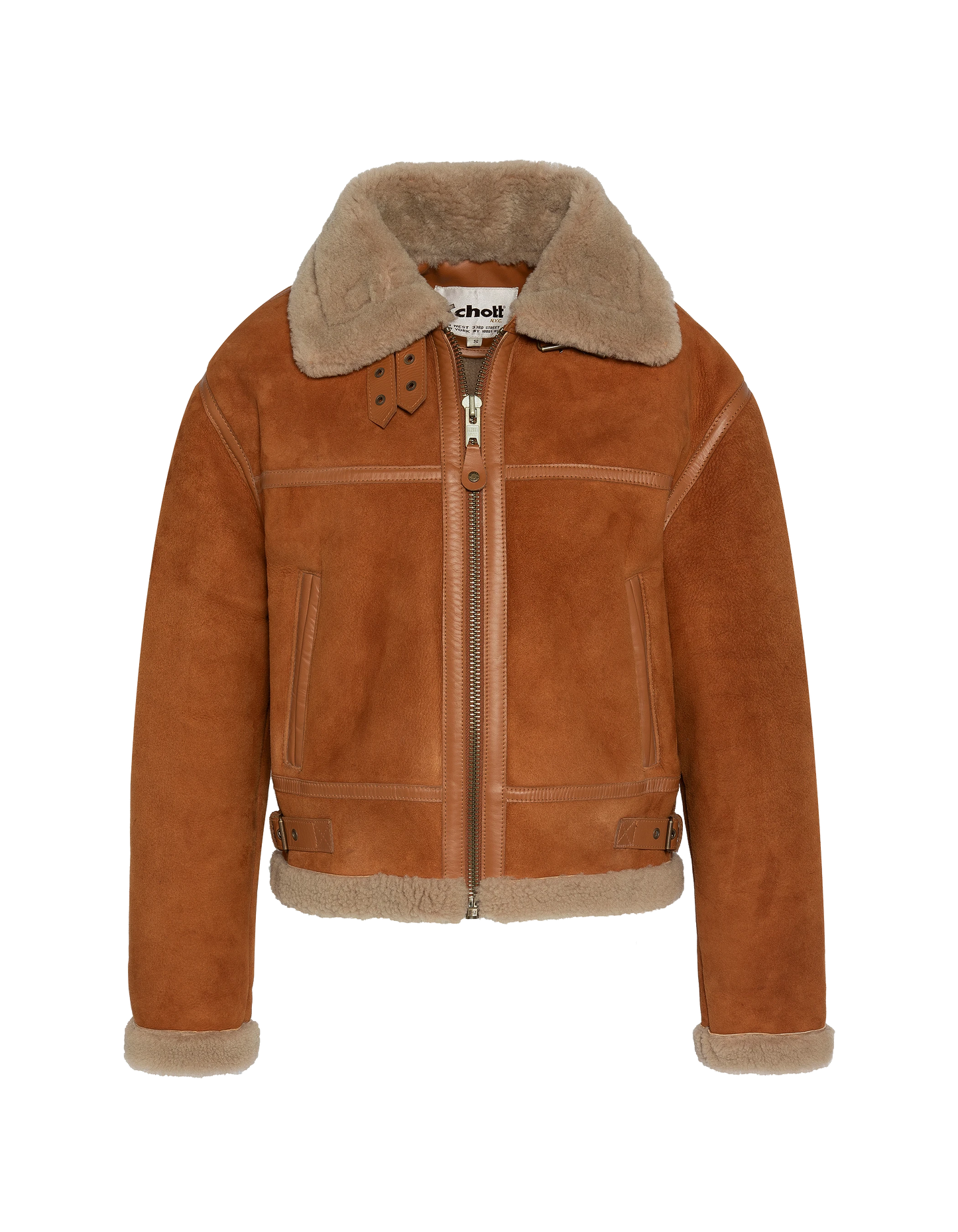 Blouson bombardier court type B-3 cannelle, mouton double face suédé