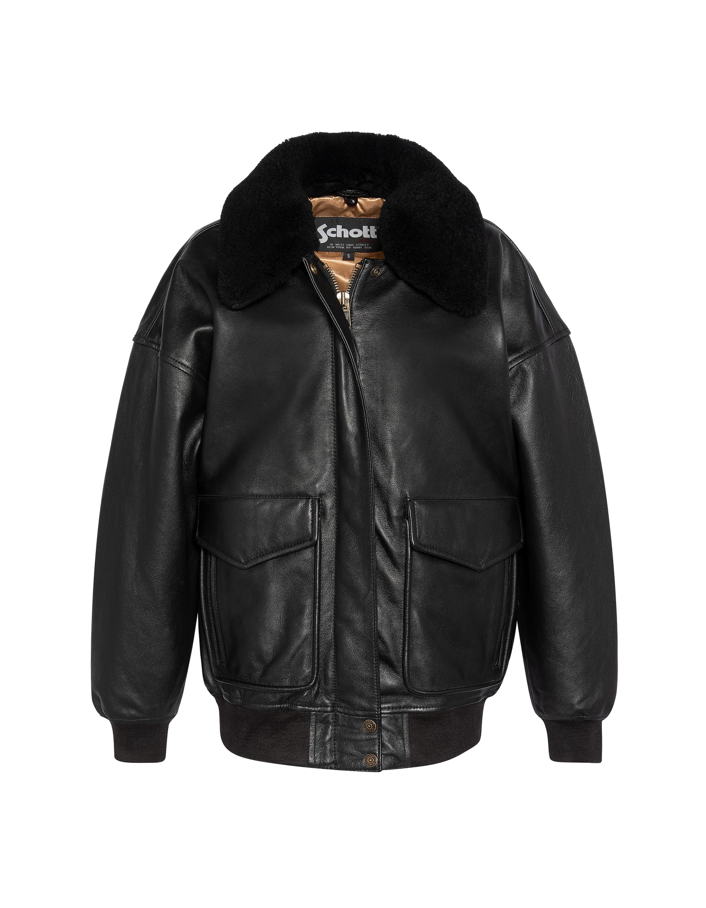 Blouson aviateur souple noir coupe boyfriend, cuir d'agneau