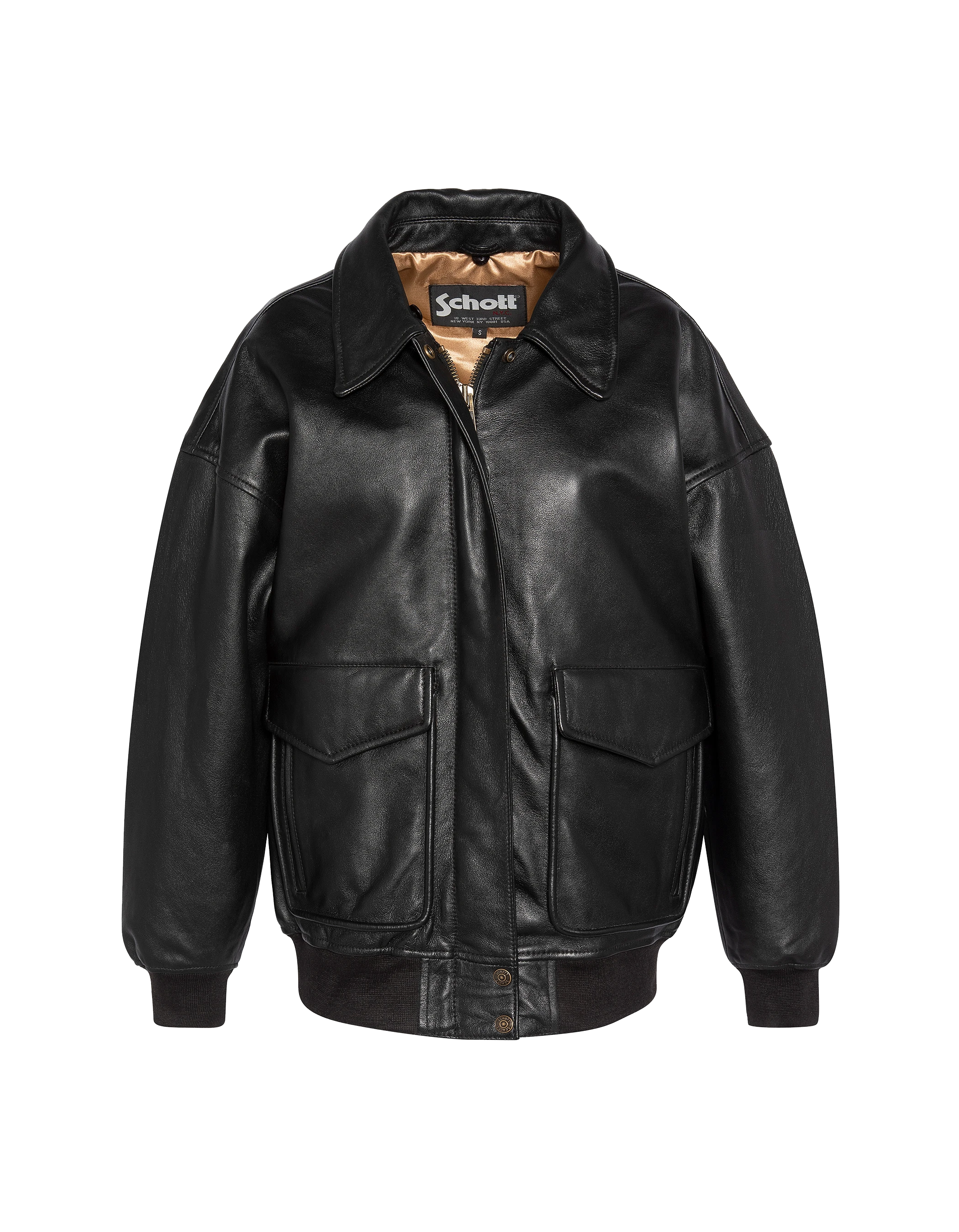 Flexible black aviator jacket Boyfriend cut, lamb leather-3