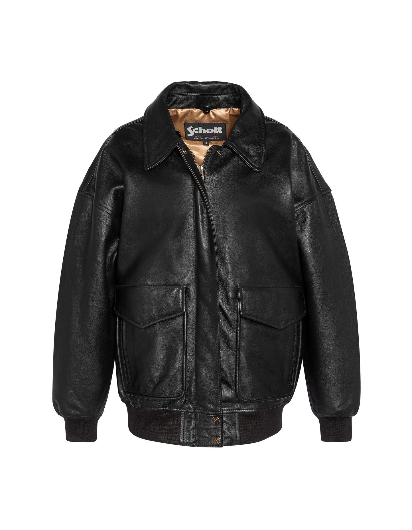 Blouson aviateur souple noir coupe boyfriend, cuir d'agneau