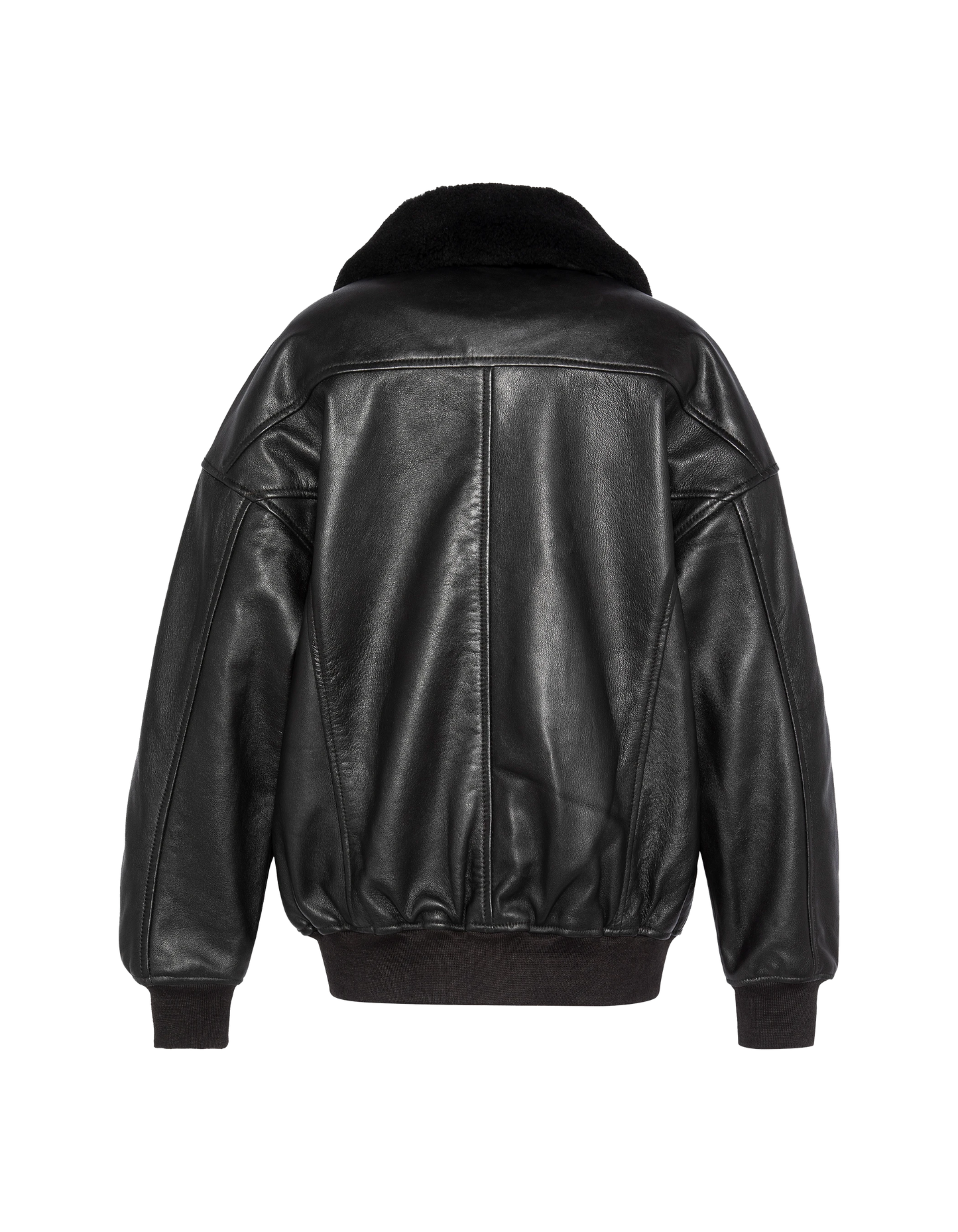 Flexible black aviator jacket Boyfriend cut, lamb leather