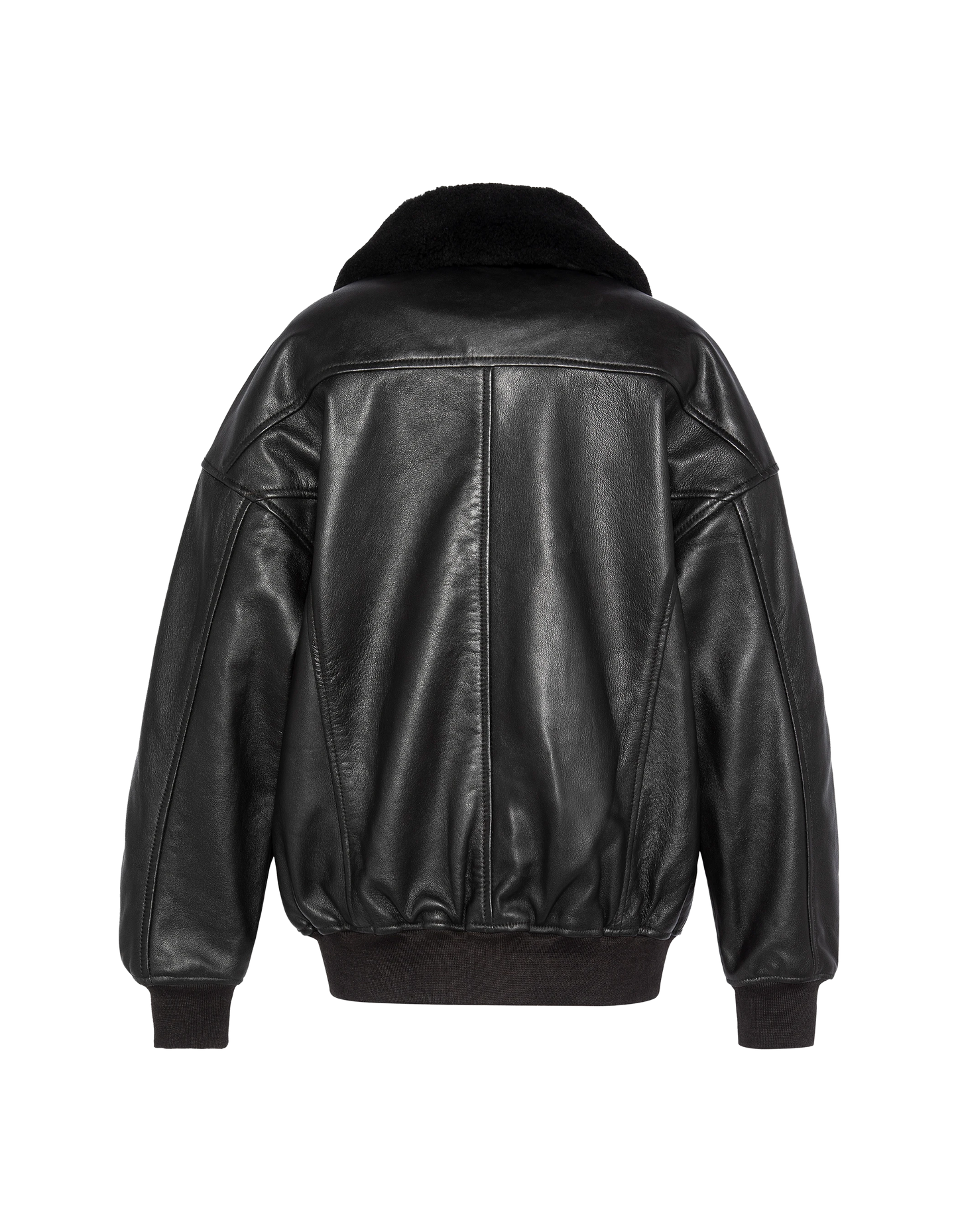 ミュージシャン LONG AVIATOR JACKET Flexible black aviator jacket Boyfriend cut, lamb leather