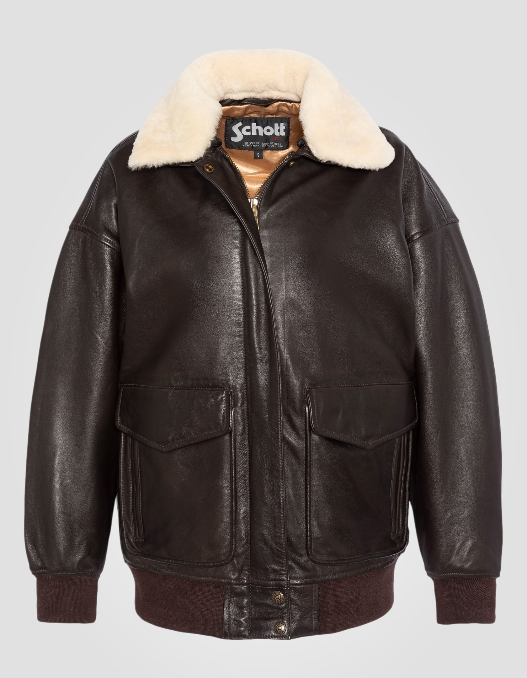 Flexible brown aviator jacket cup boyfriend, lamb leather-2