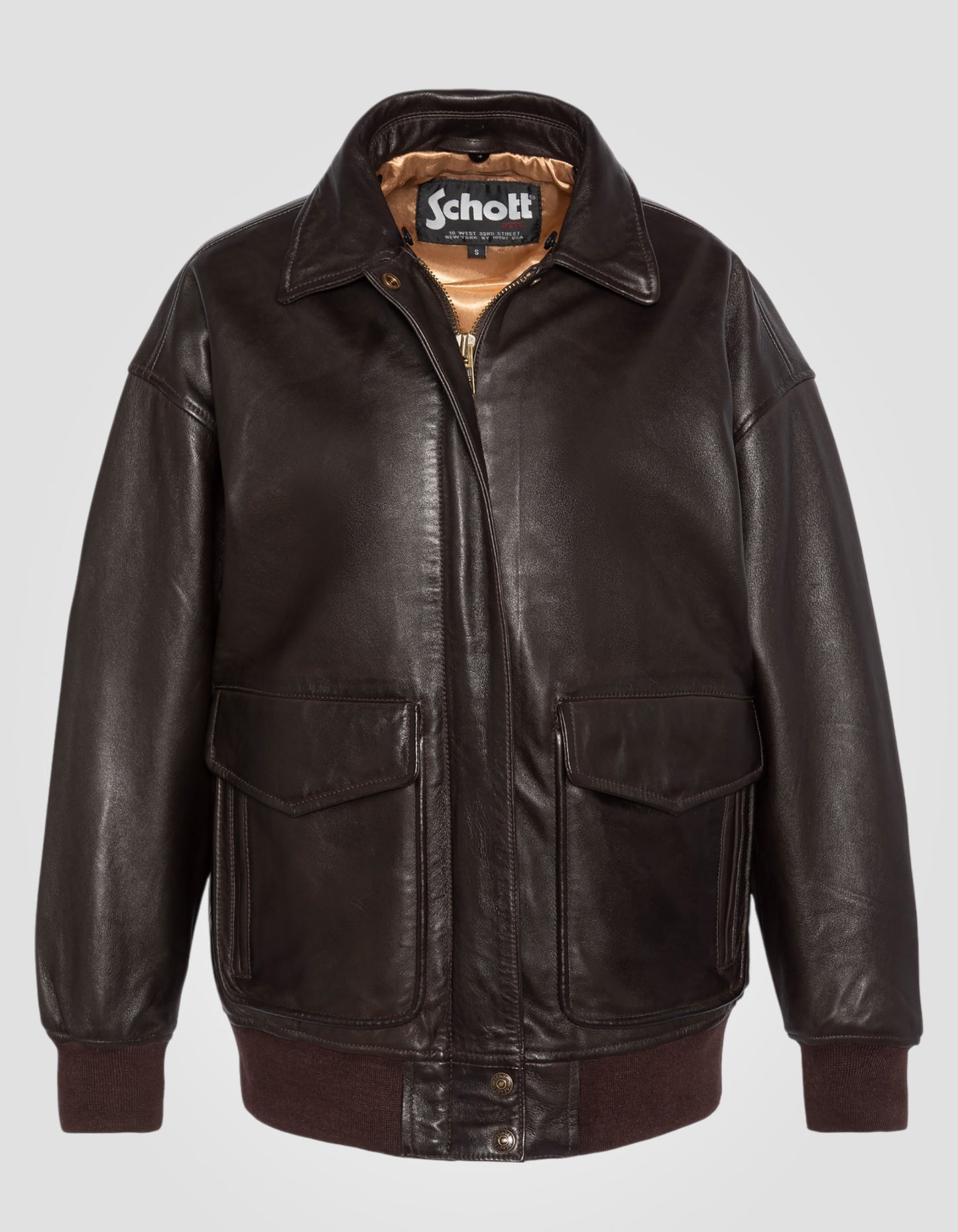 Blouson aviateur coupe boyfriend, cuir d'agneau
