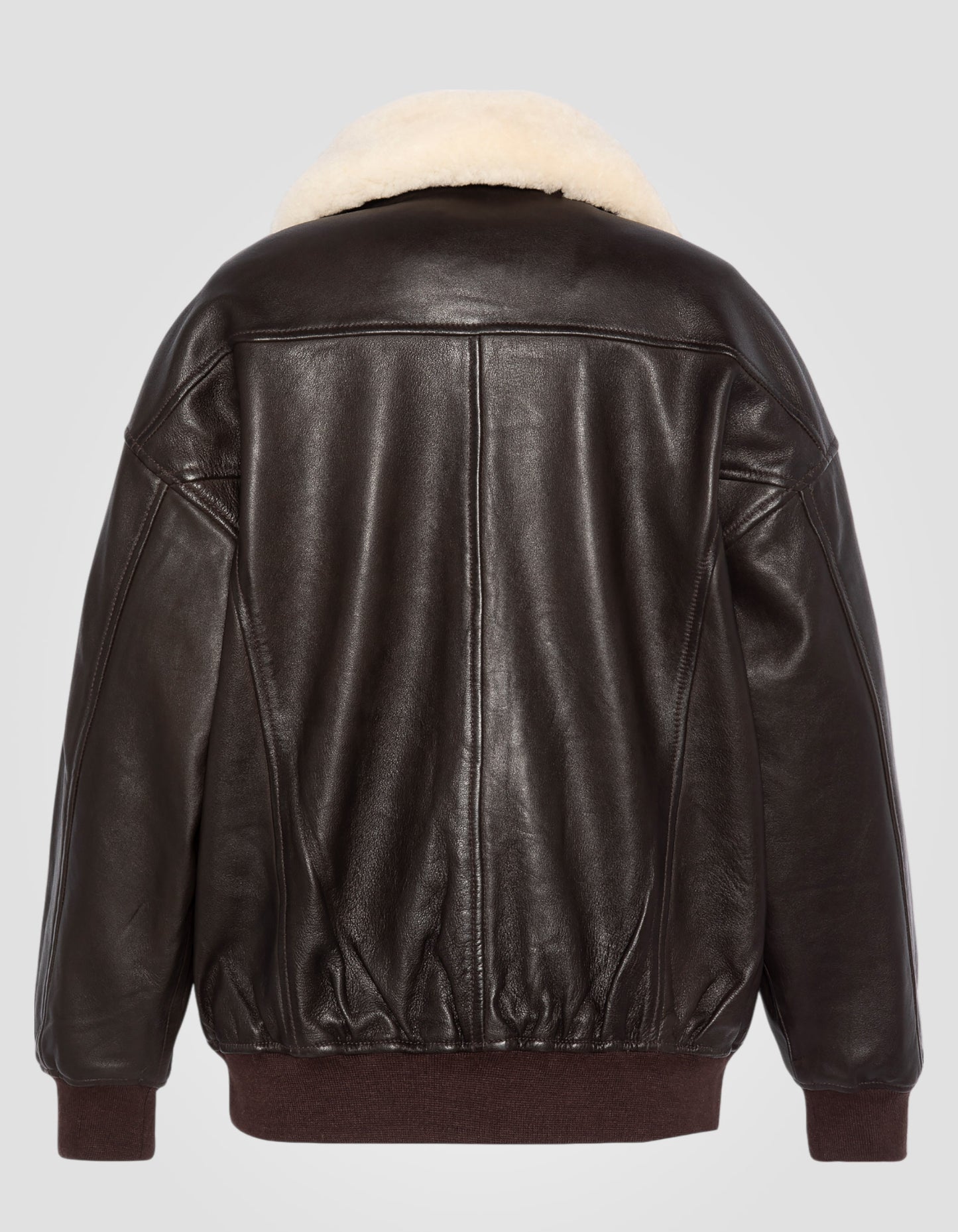 Blouson aviateur coupe boyfriend, cuir d'agneau