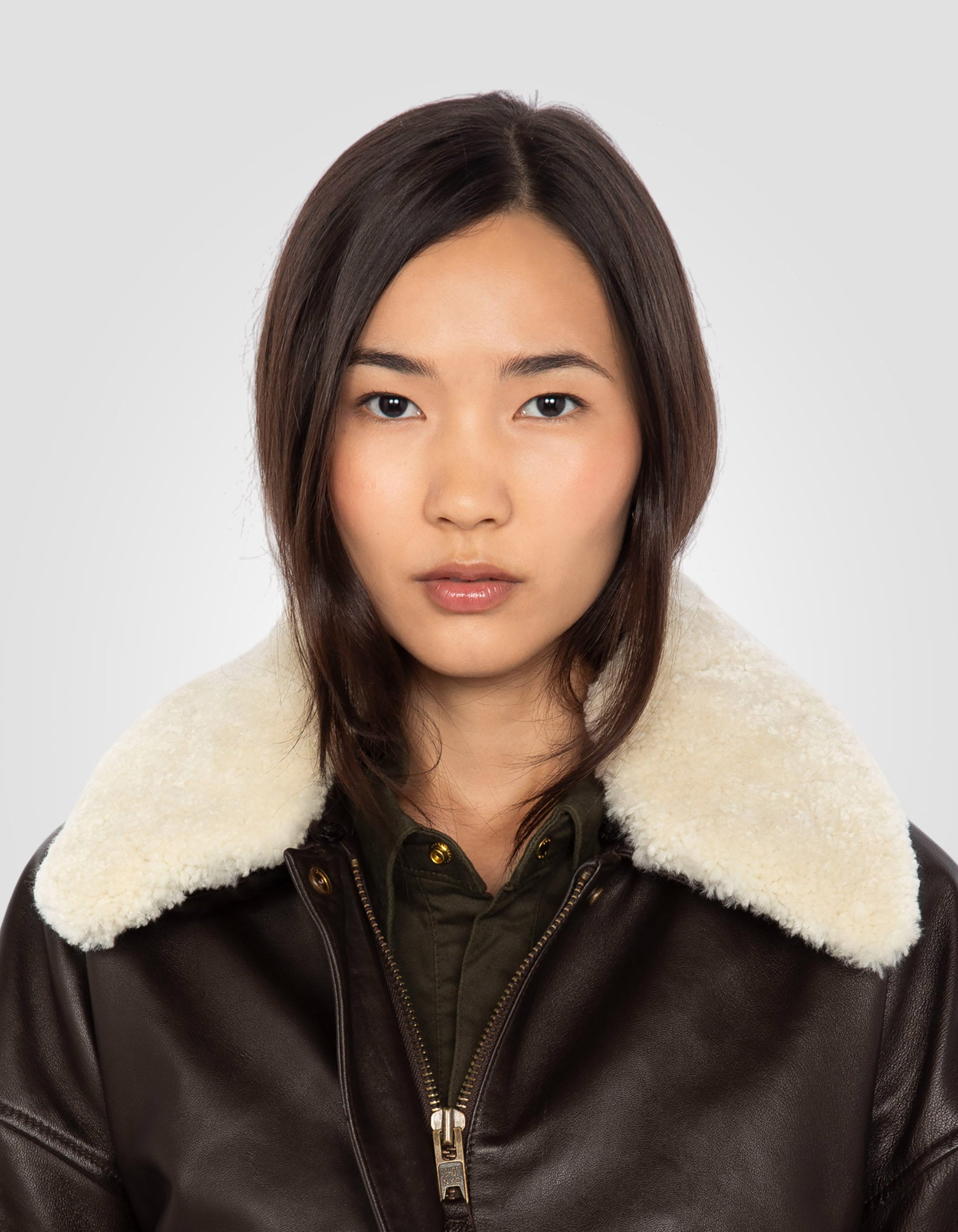 Flexible brown aviator jacket cup boyfriend, lamb leather-6
