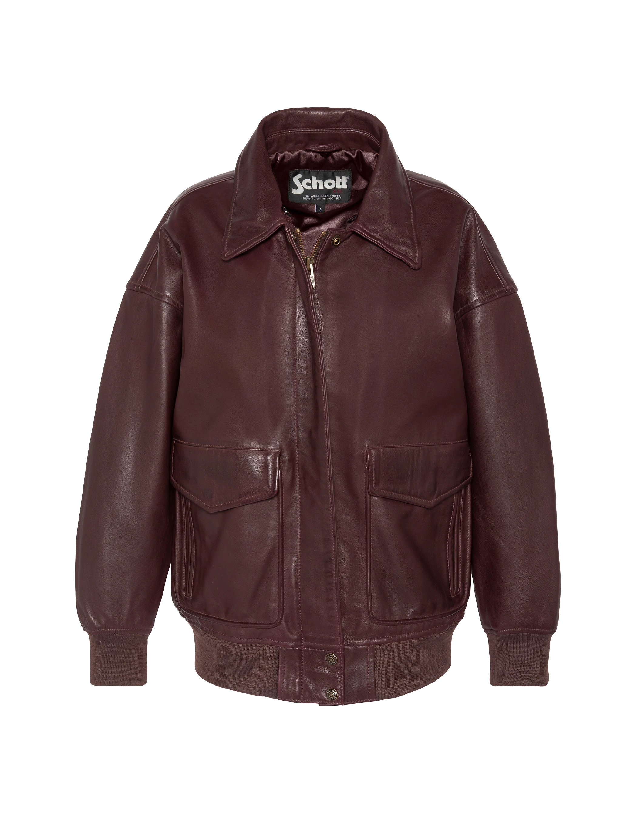 Blouson aviateur souple bordeaux coupe boyfriend, cuir d'agneau-3