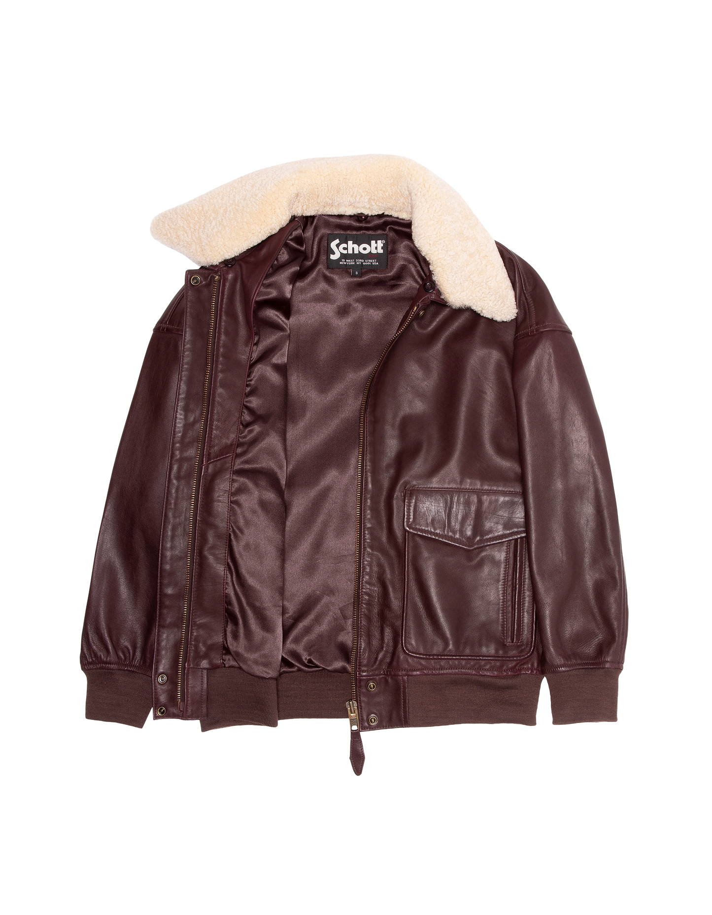 Blouson aviateur souple bordeaux coupe boyfriend, cuir d'agneau