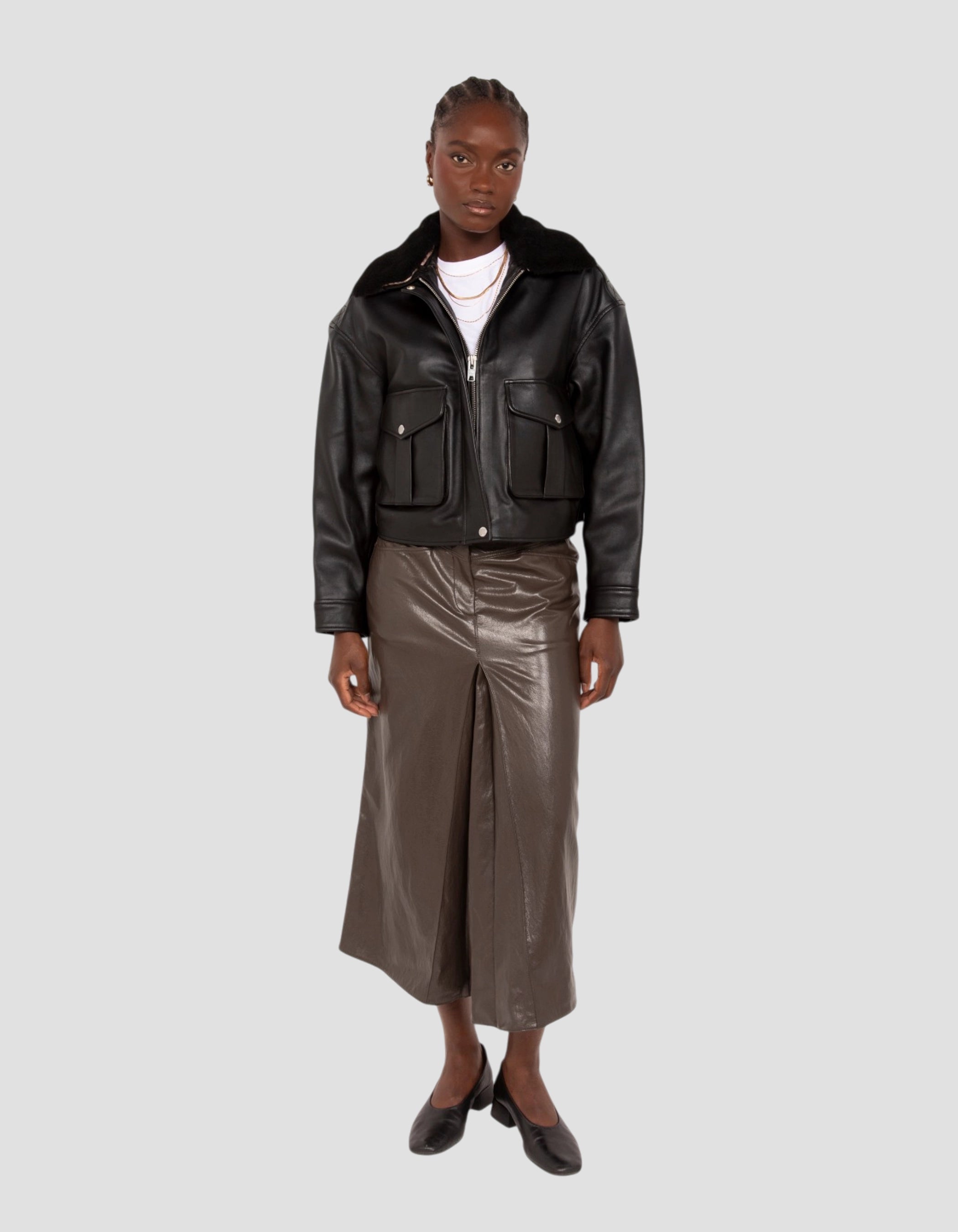 flight jacket short black, lambskin leather-1