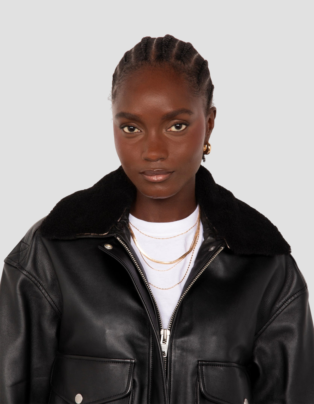 flight jacket short black, lambskin leather