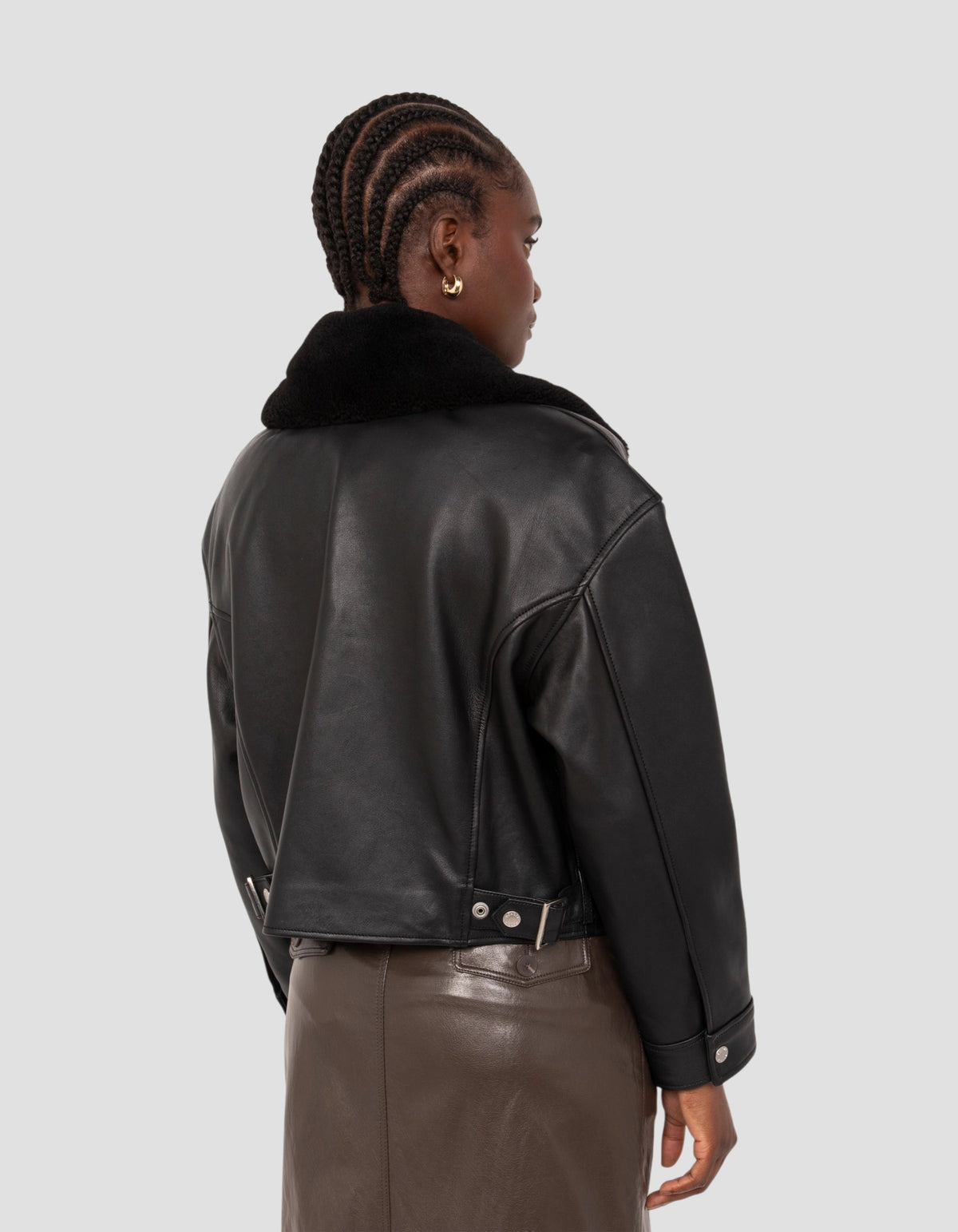 flight jacket short black, lambskin leather