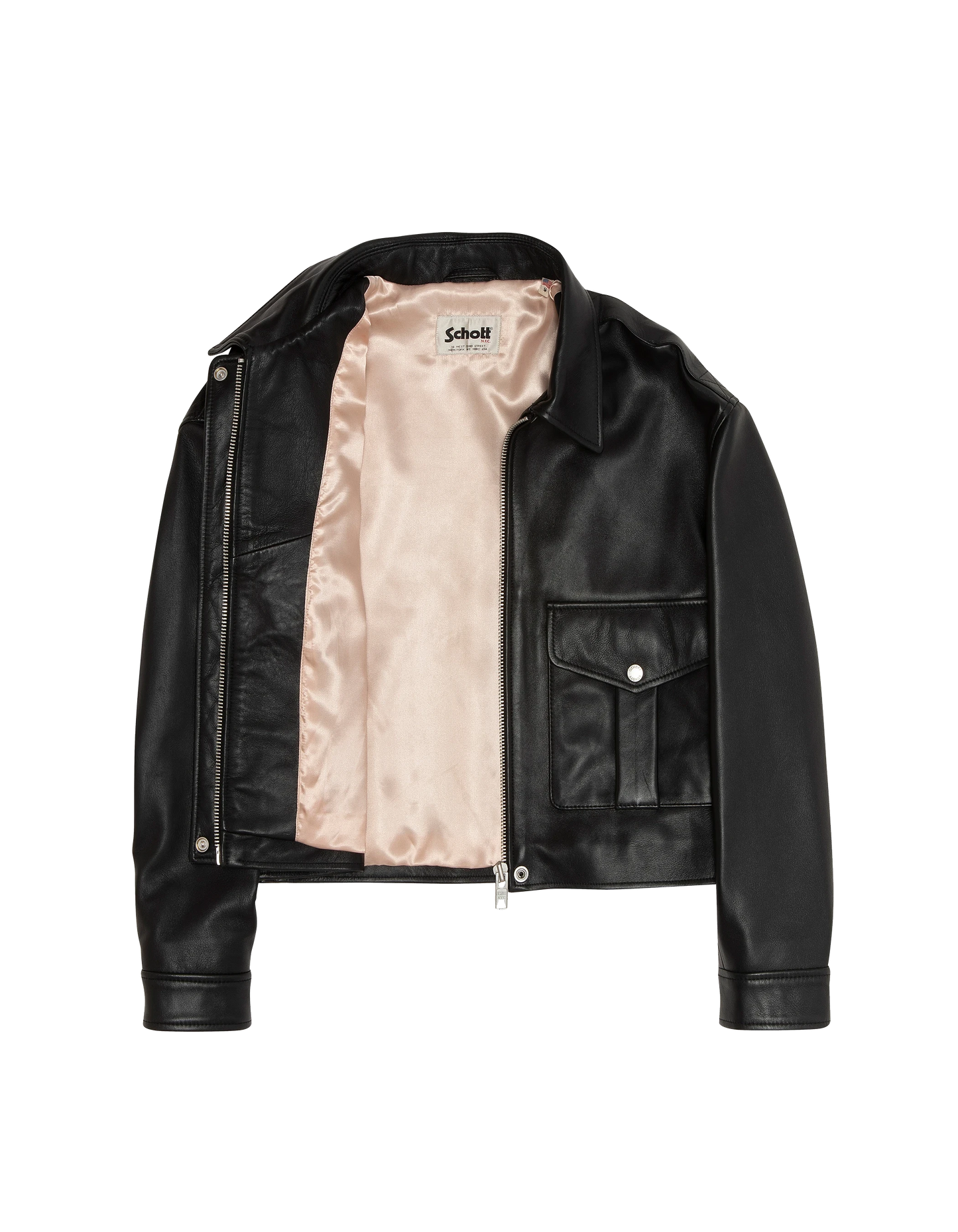 Blouson pilote court noir, cuir d'agneau