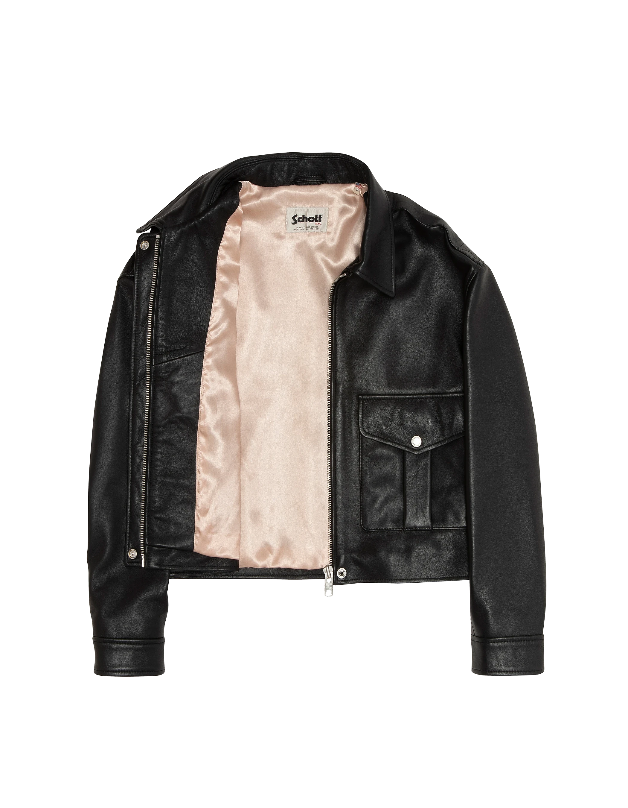 Blouson pilote court noir, cuir d'agneau-7