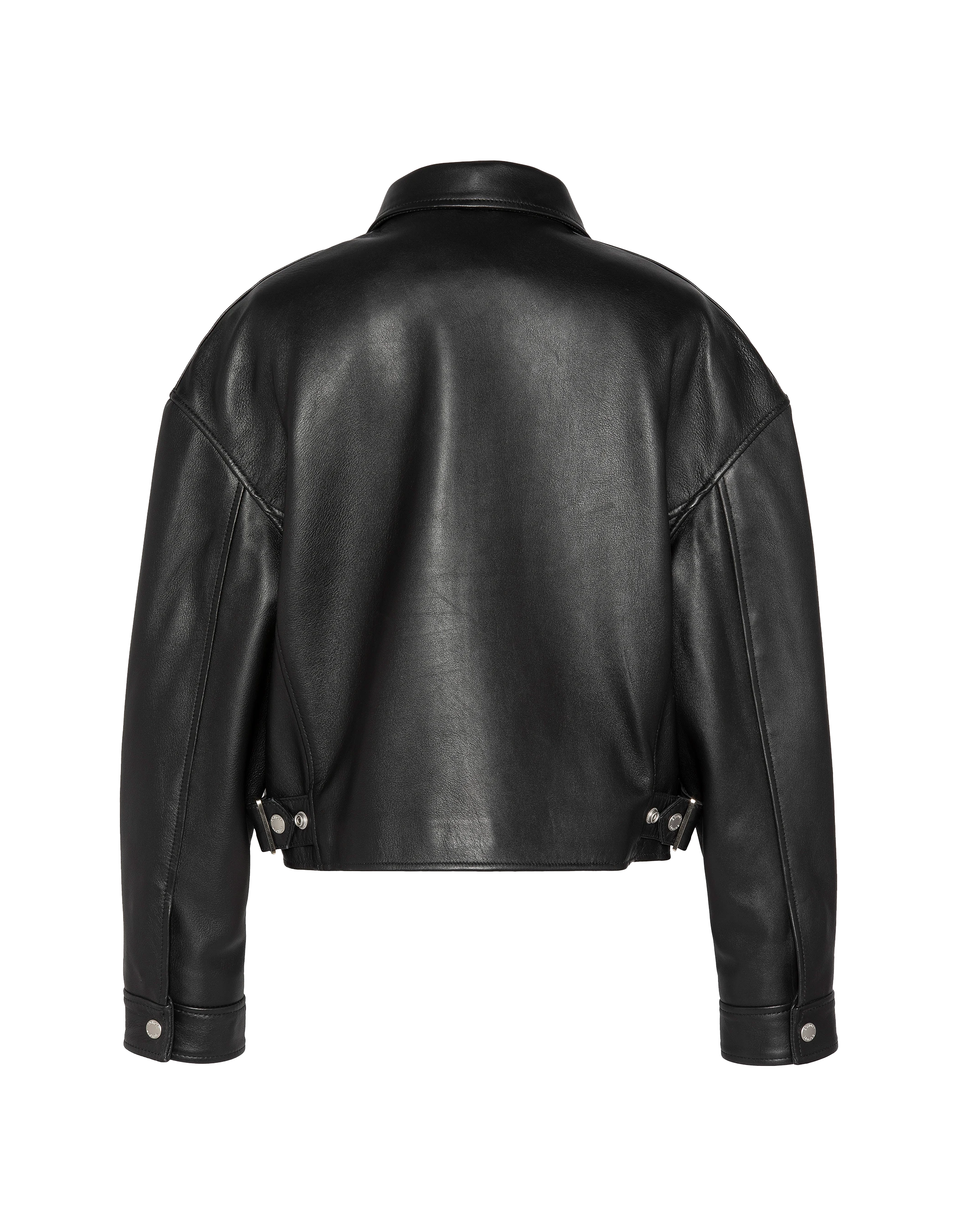 Blouson pilote court noir, cuir d'agneau-8