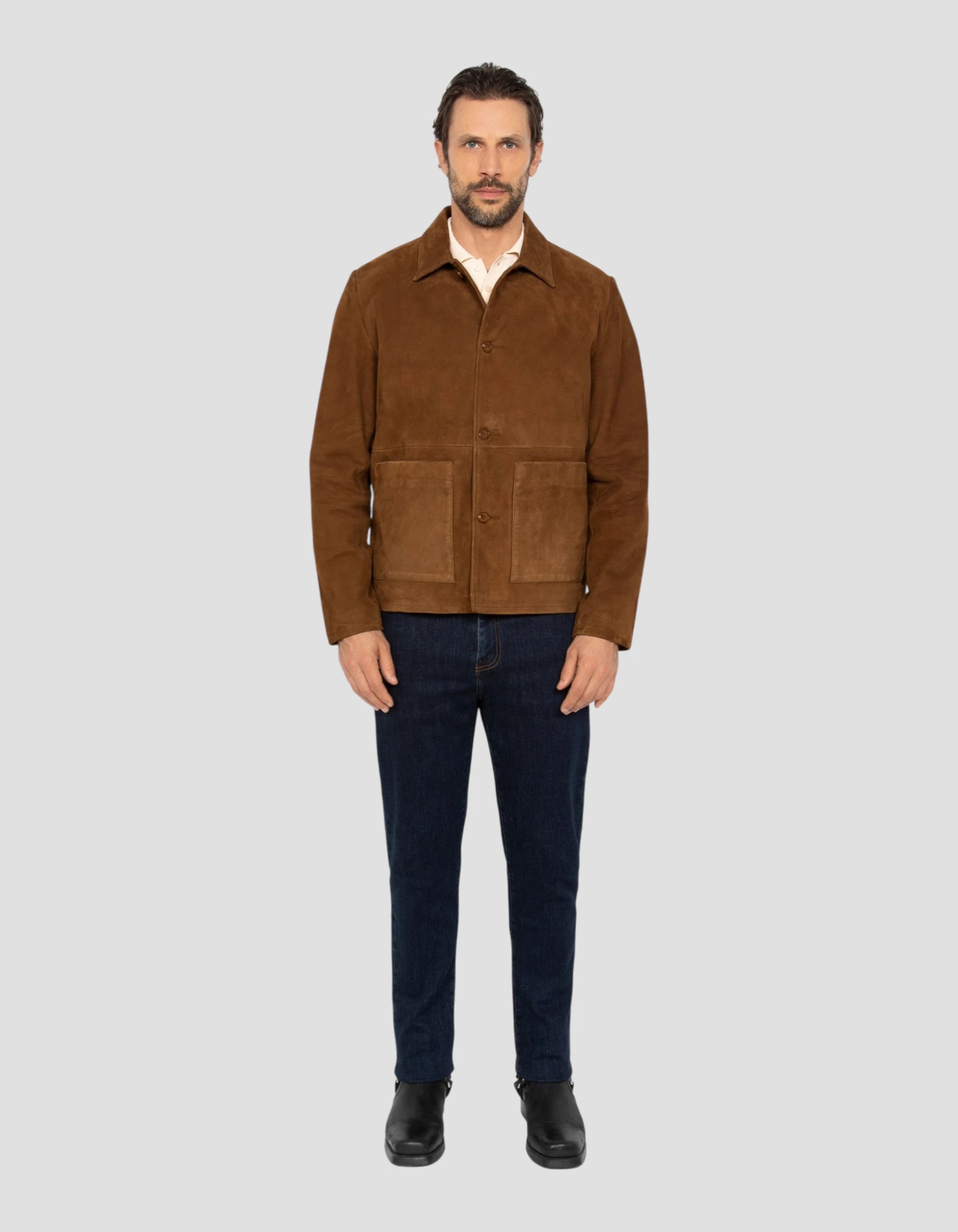 Rust western jacket, goat suede-1