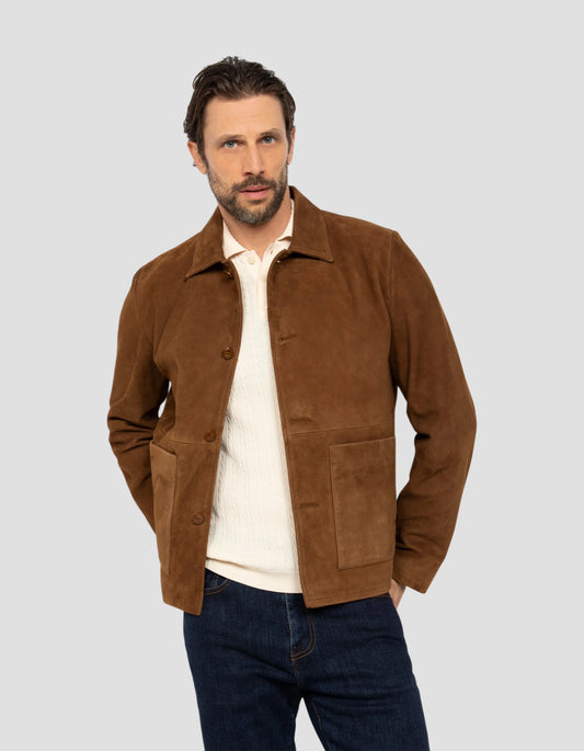Veste western rouille, chèvre velours