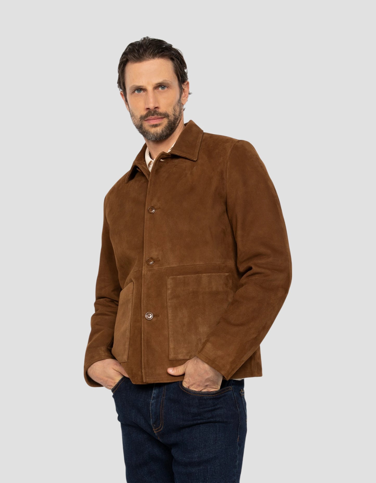 Rust western jacket, goat suede