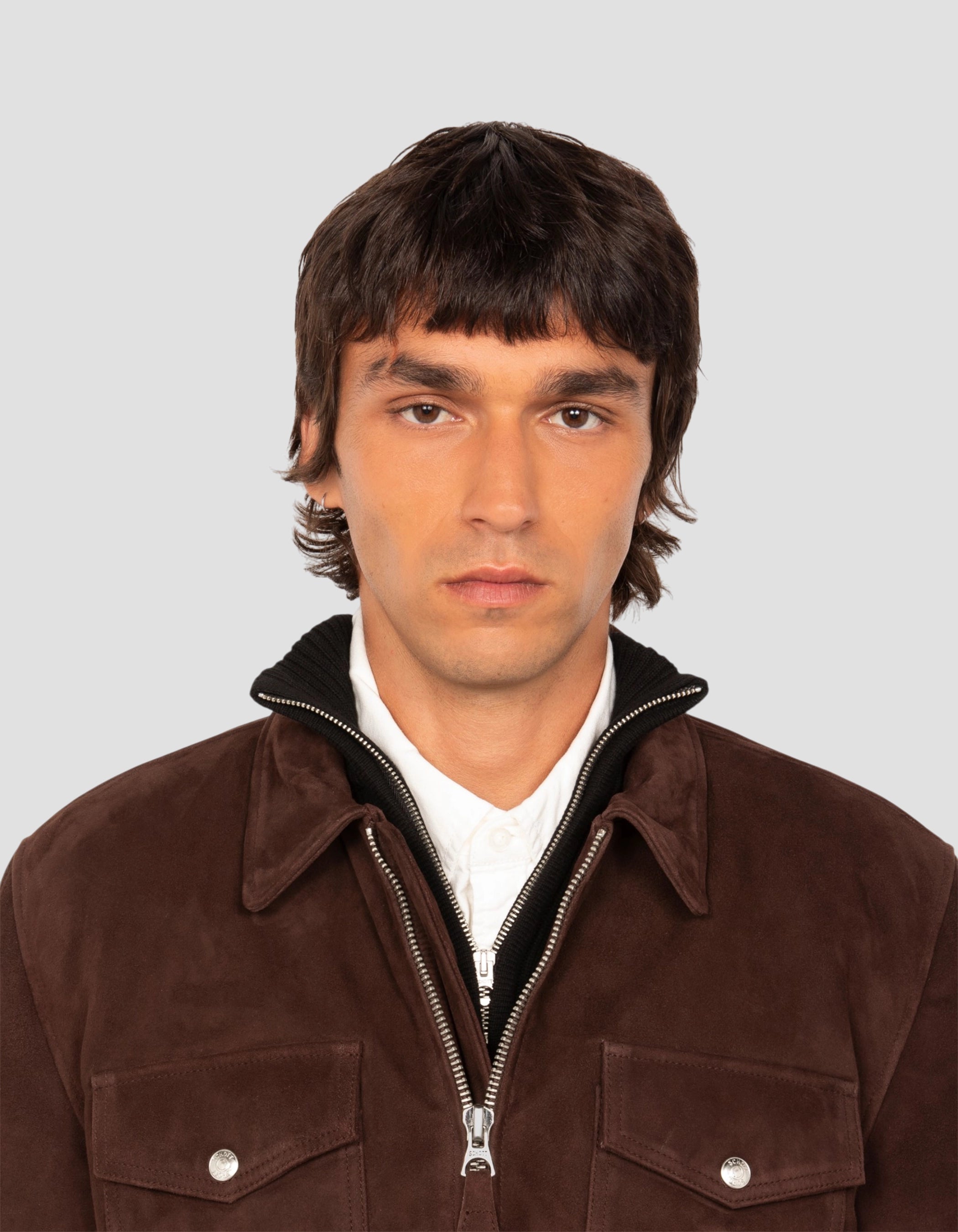 Veste rancher marron foncé, chèvre velours-5