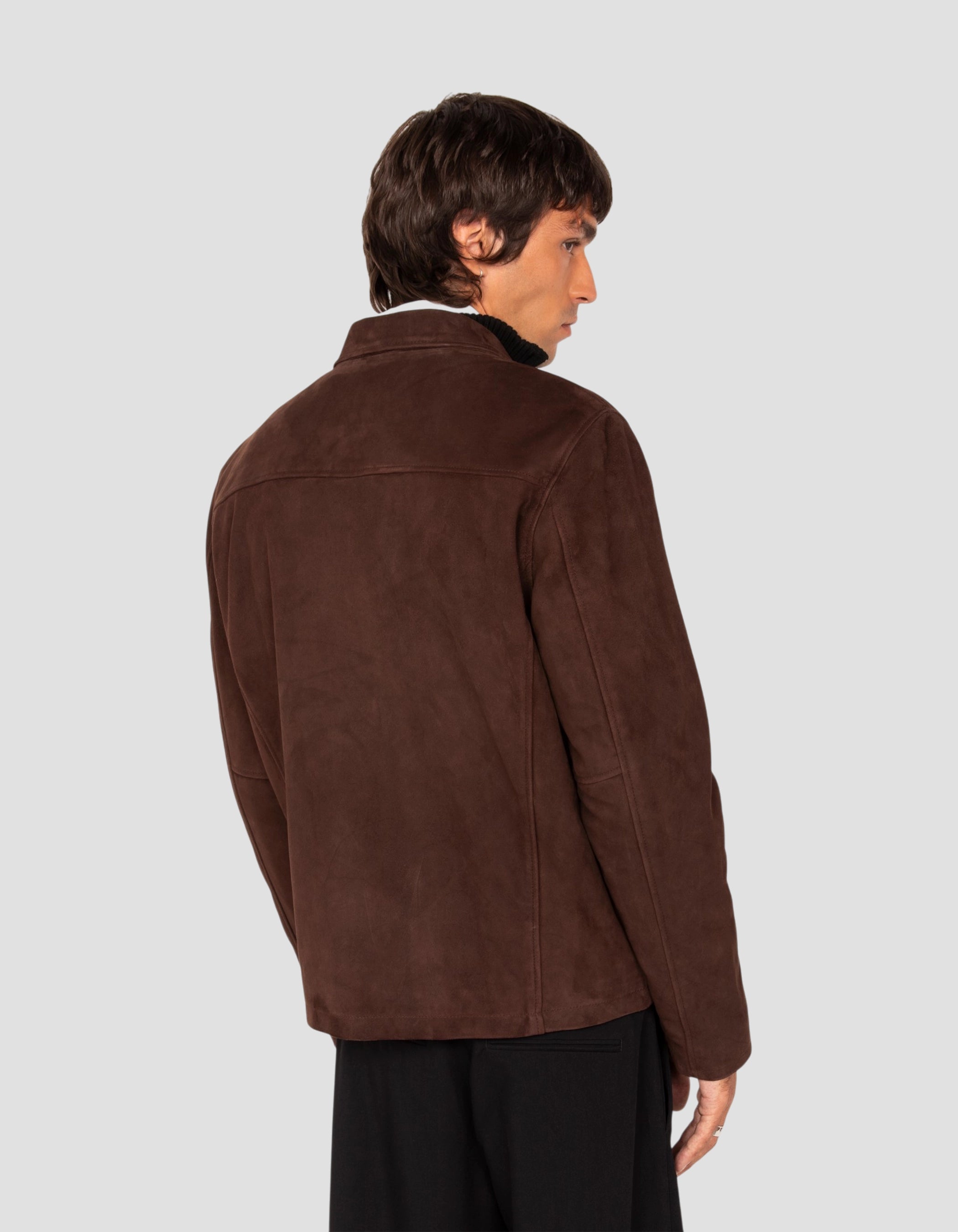 Veste rancher marron foncé, chèvre velours-6