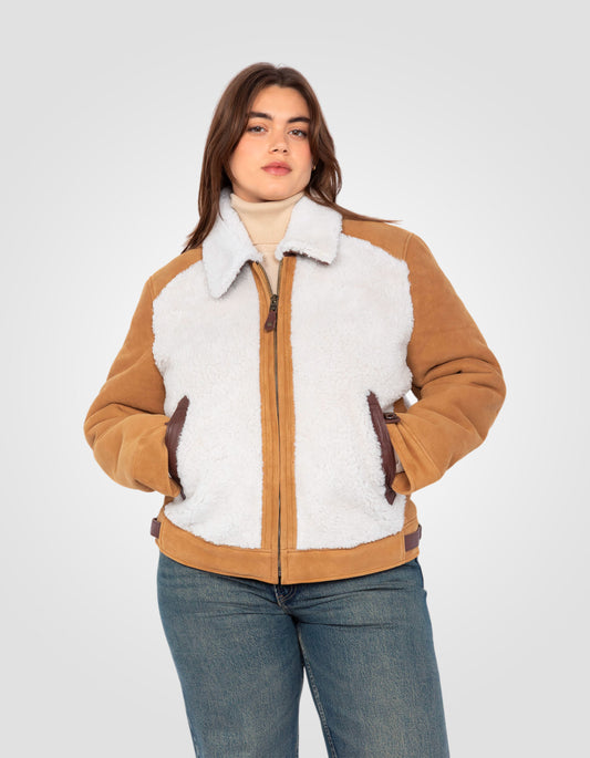 Giacca da miele bi-materiale, pecore in pelle scamosciata a doppia faccia, grandi dimensioni