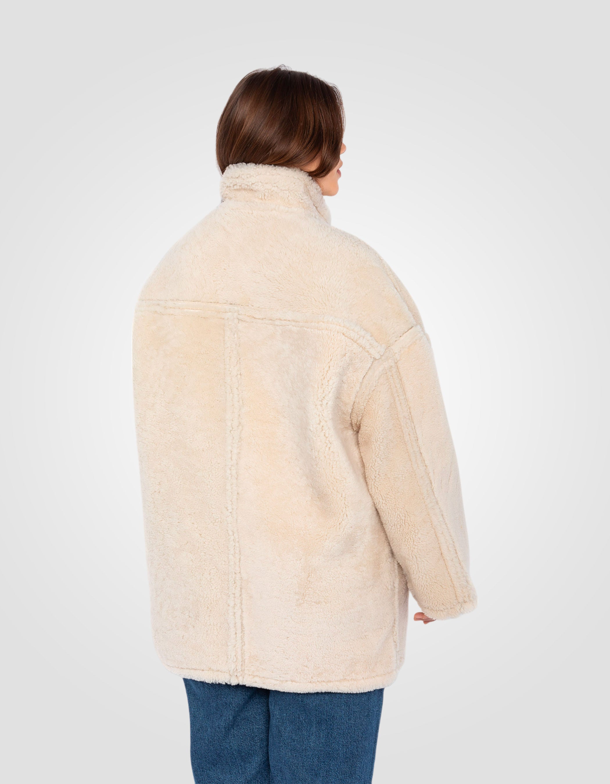 Manteau long sable réversible, mouton double face, grande taille
