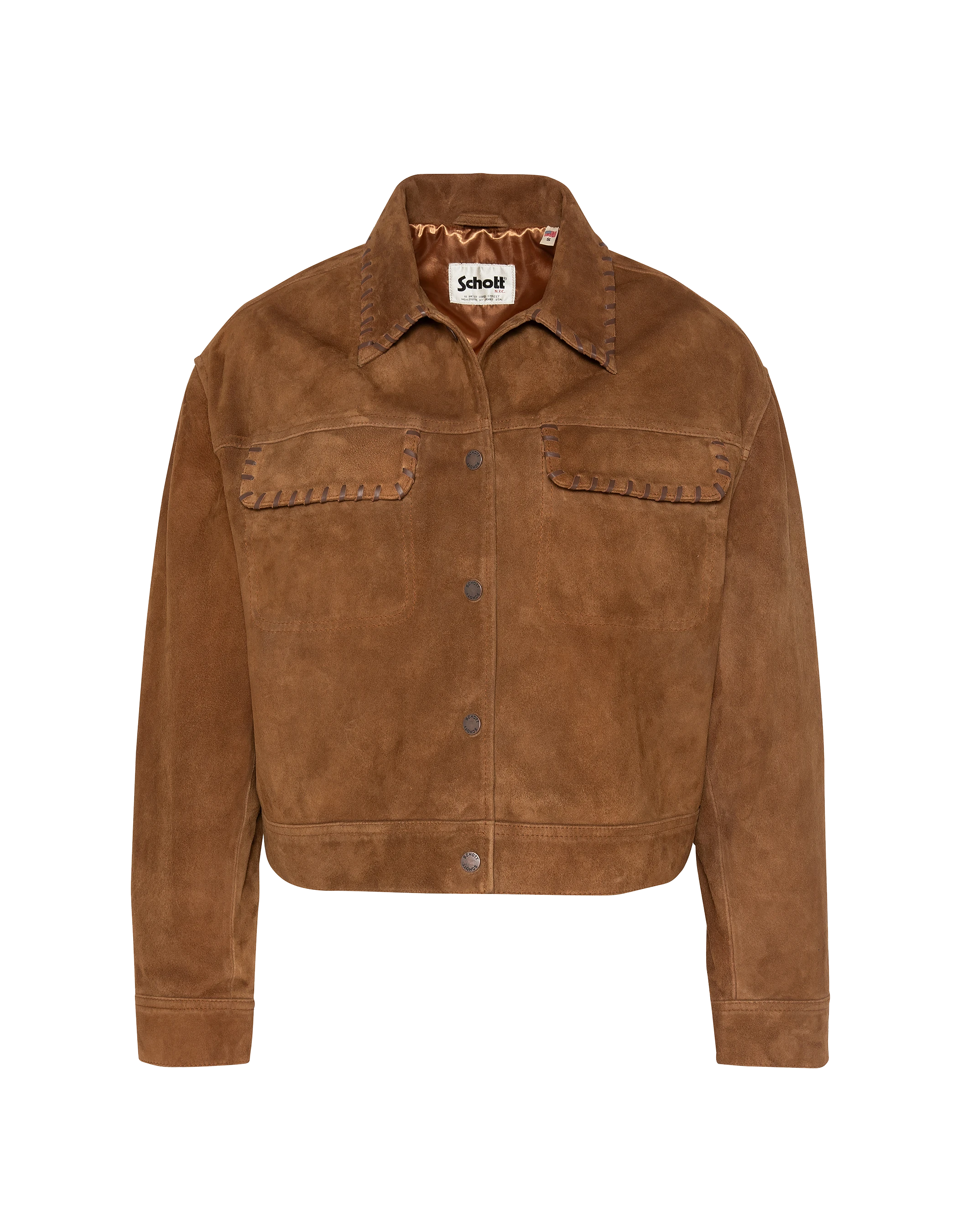 Blouson western court caramel, chèvre velours-2