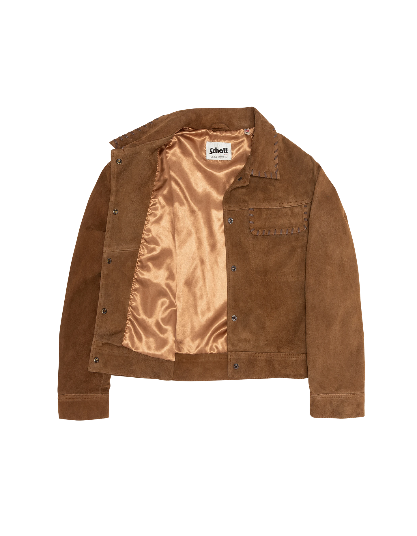 Blouson western court caramel, chèvre velours