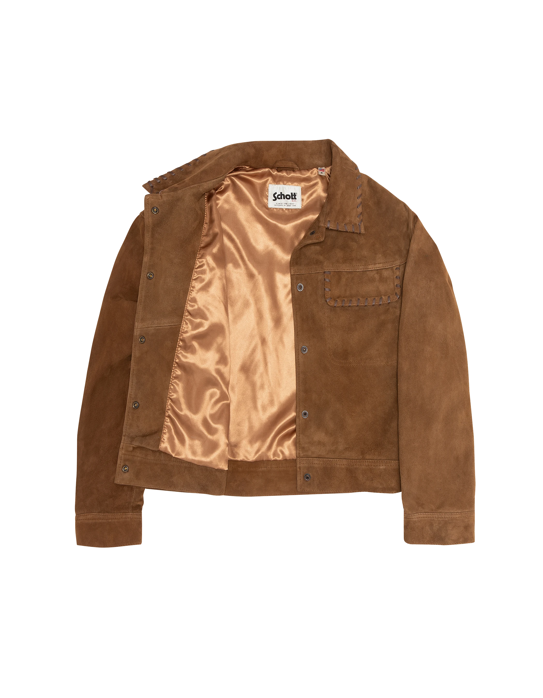 Blouson western court caramel, chèvre velours-7