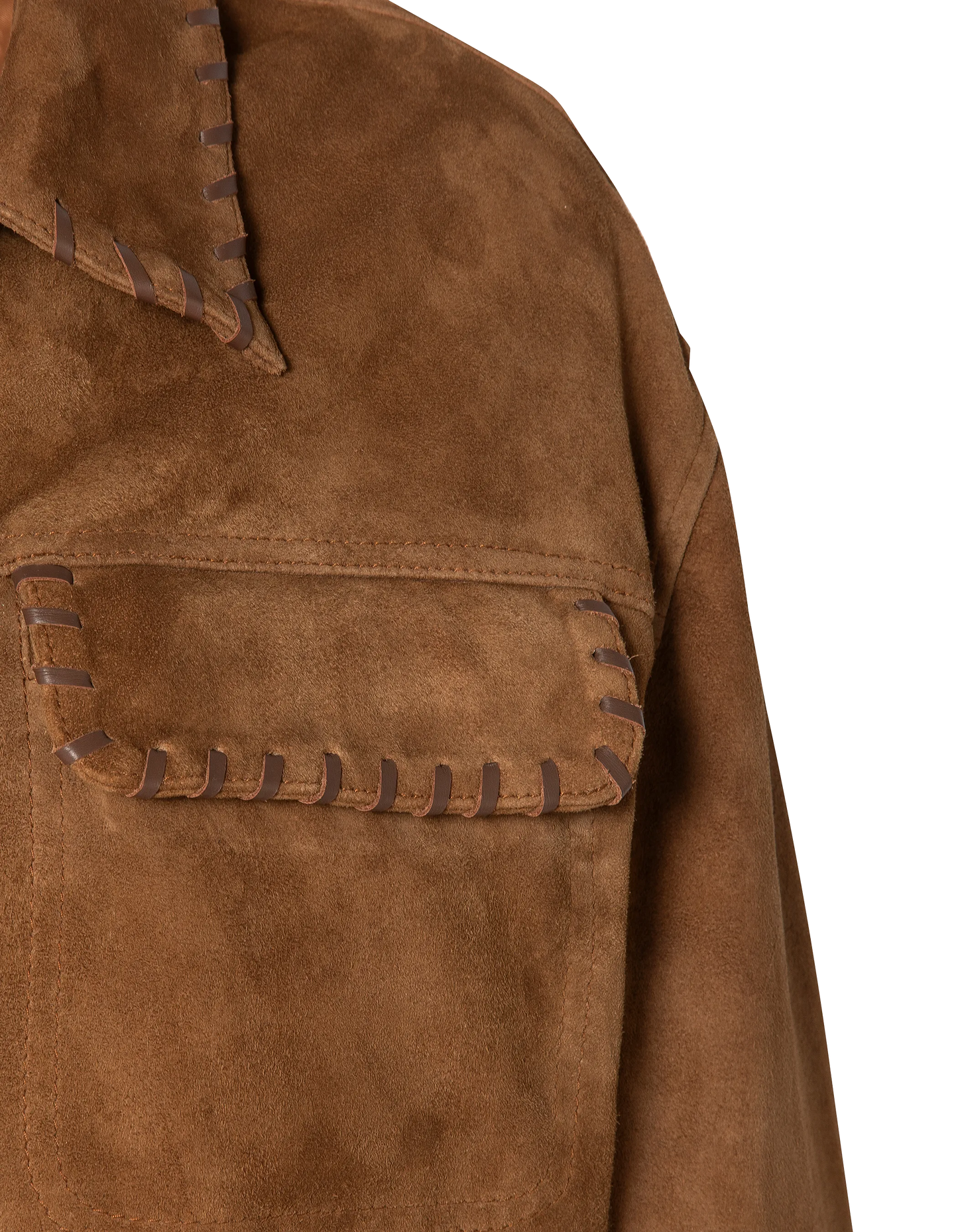 Blouson western court caramel, chèvre velours