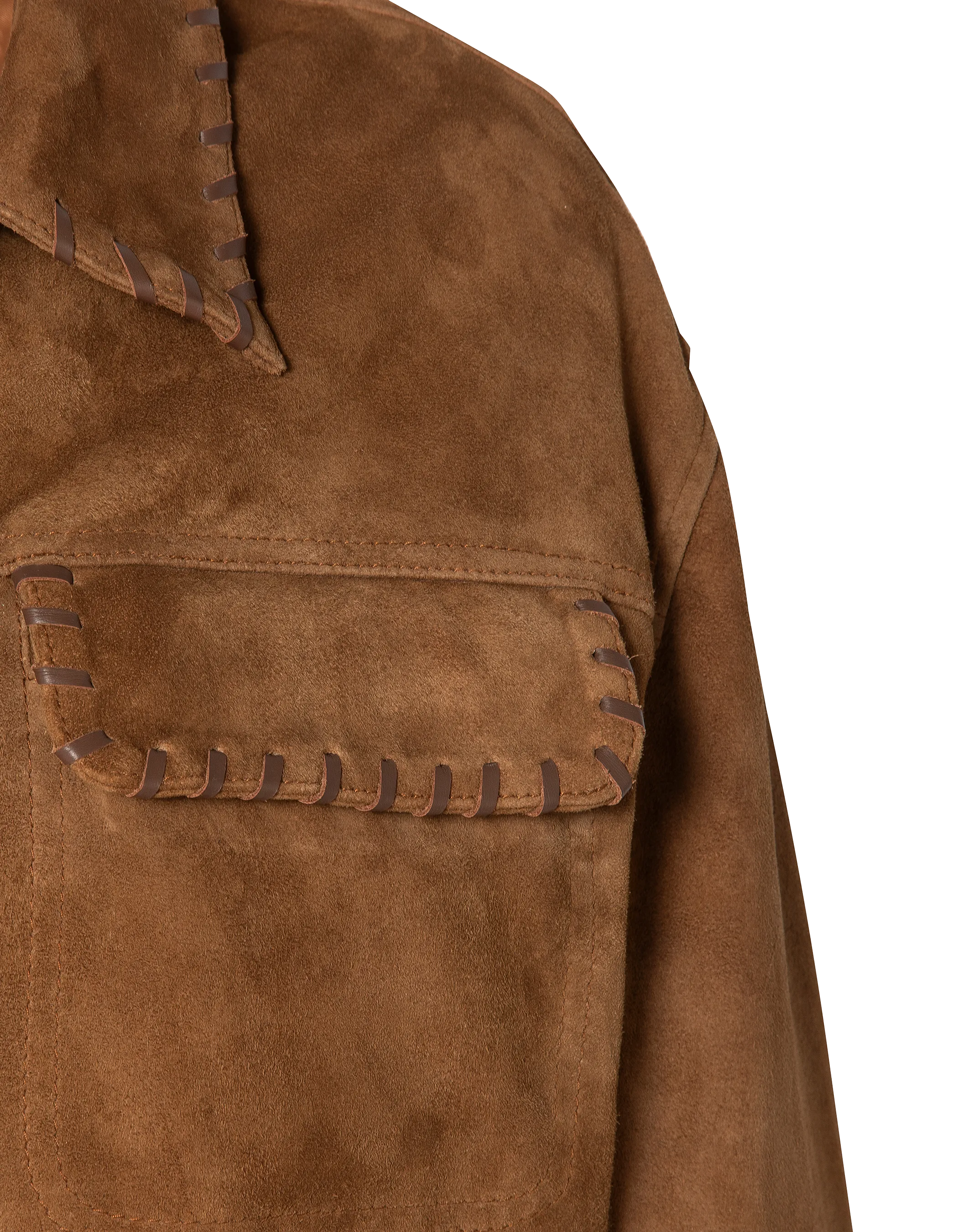 Blouson western court caramel, chèvre velours-8