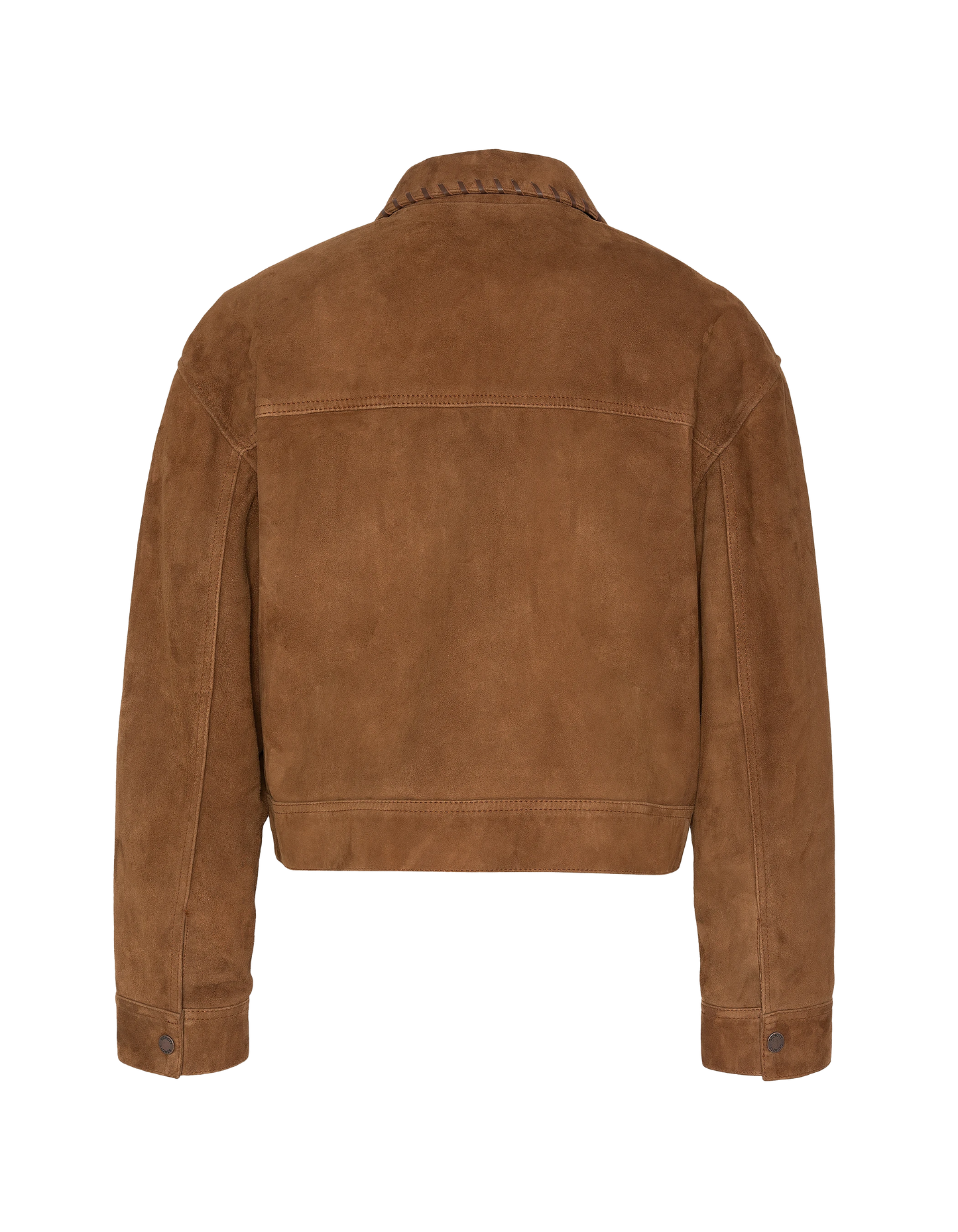 Blouson western court caramel, chèvre velours