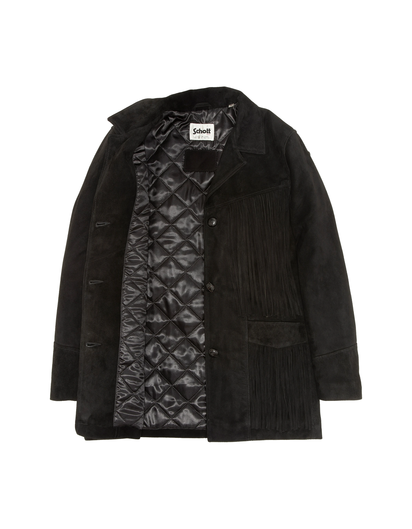 Giacca occidentale nera con frange, capra in velluto