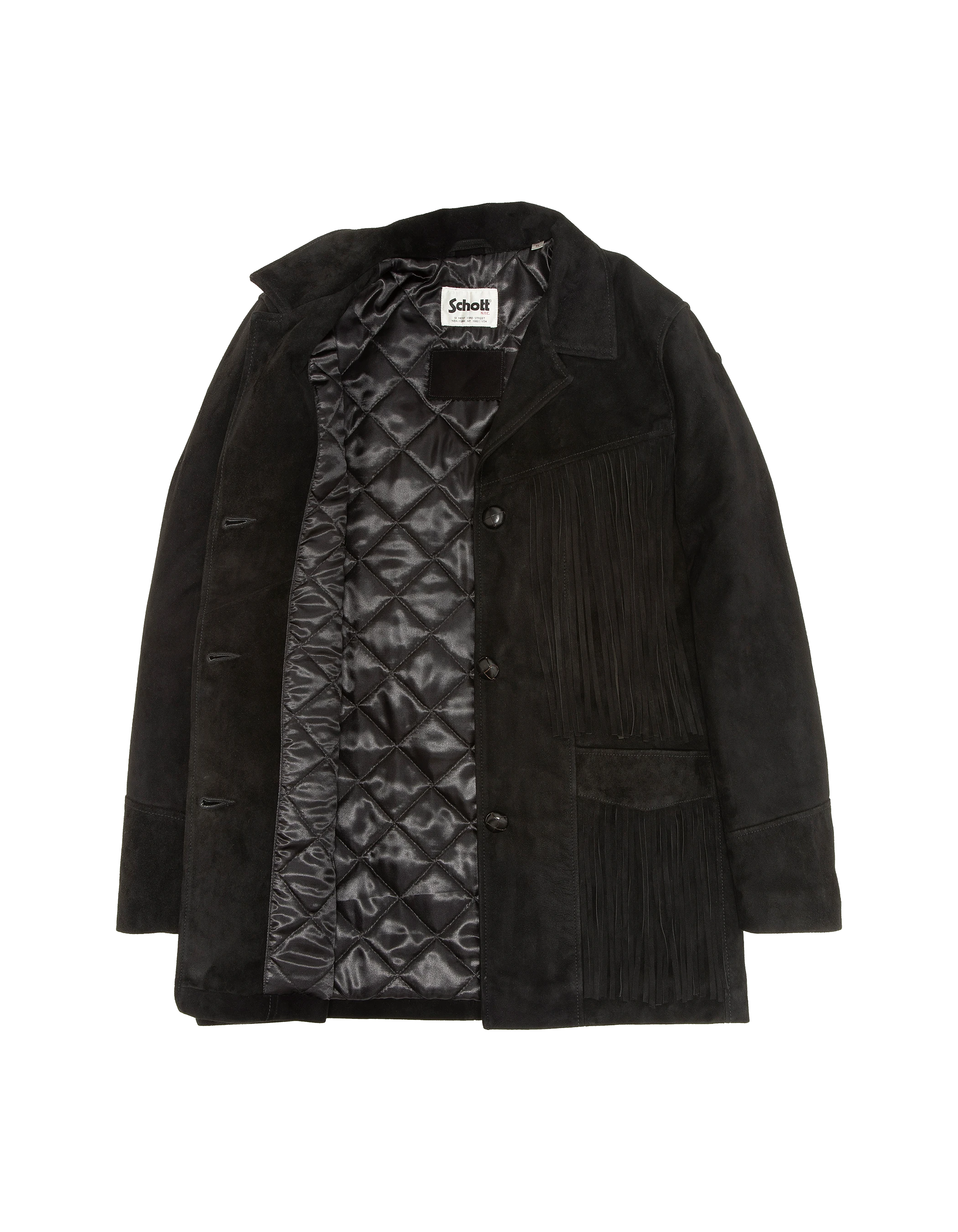 Giacca occidentale nera con frange, capra in velluto-7