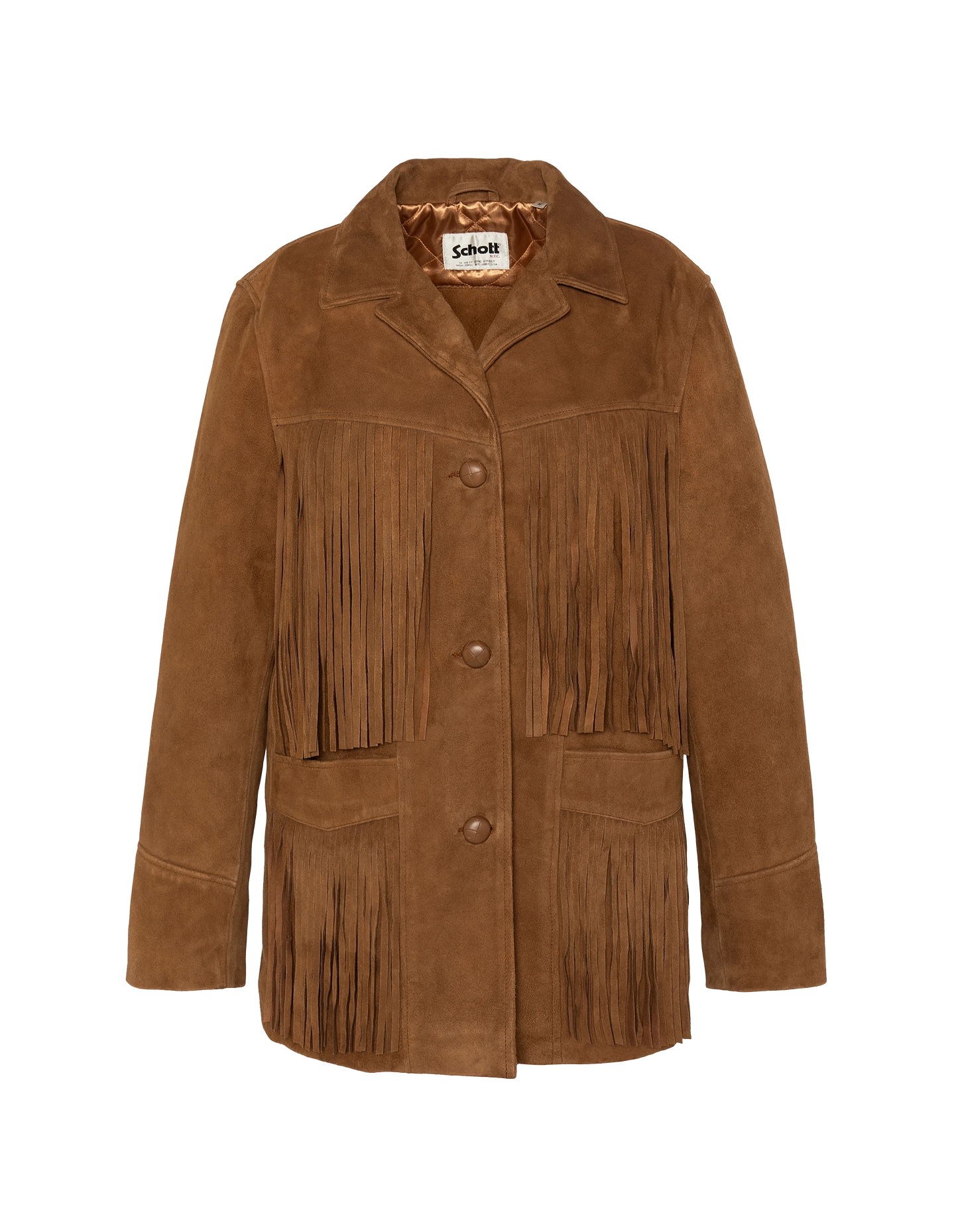 Giacca occidentale ruggine con frange, capra in velluto