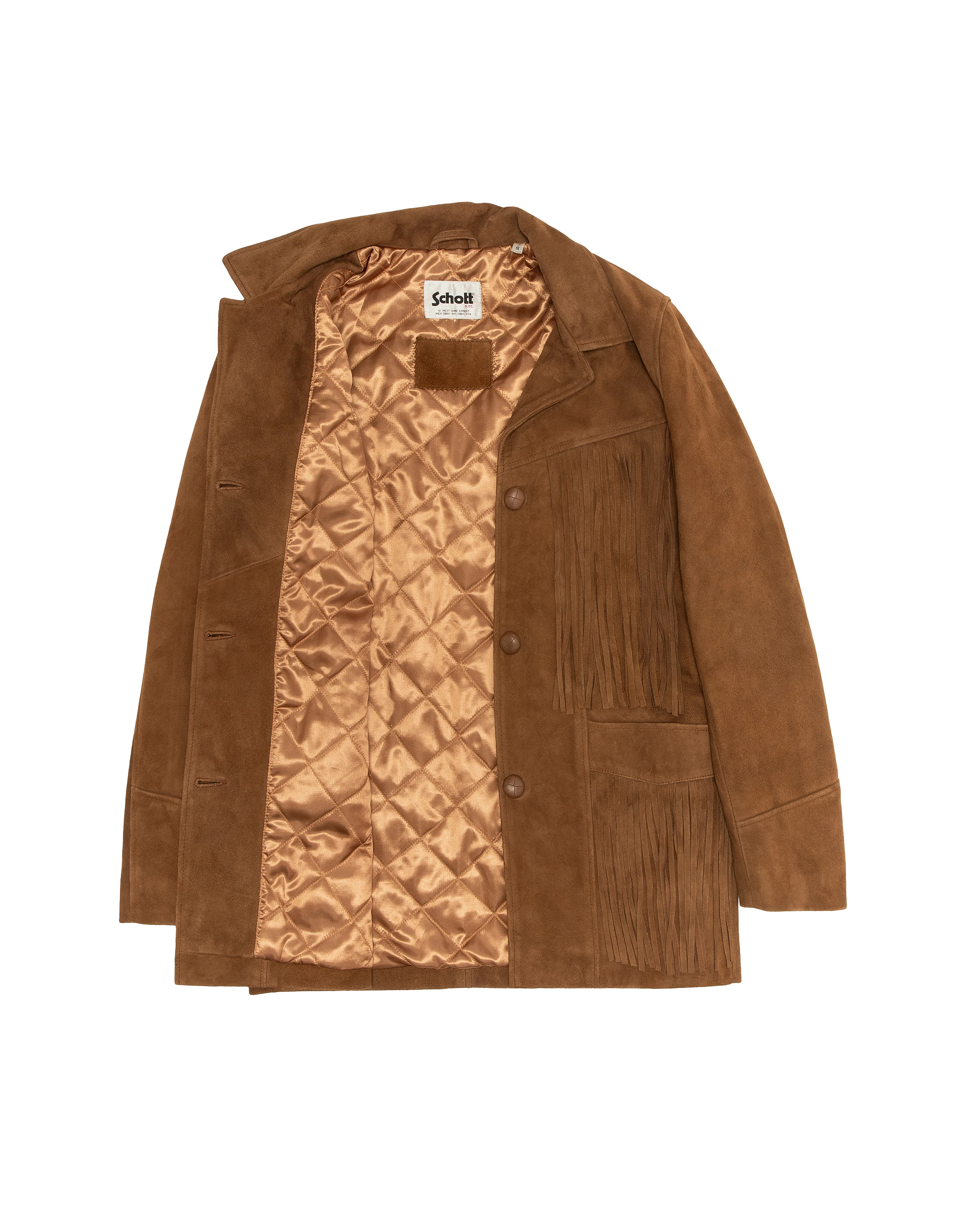 Giacca occidentale ruggine con frange, capra in velluto-3