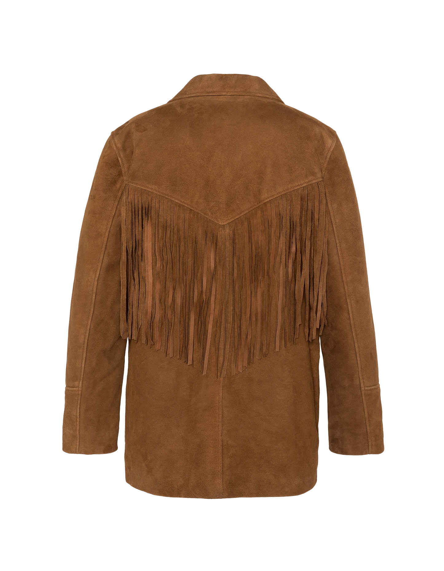 Giacca occidentale ruggine con frange, capra in velluto