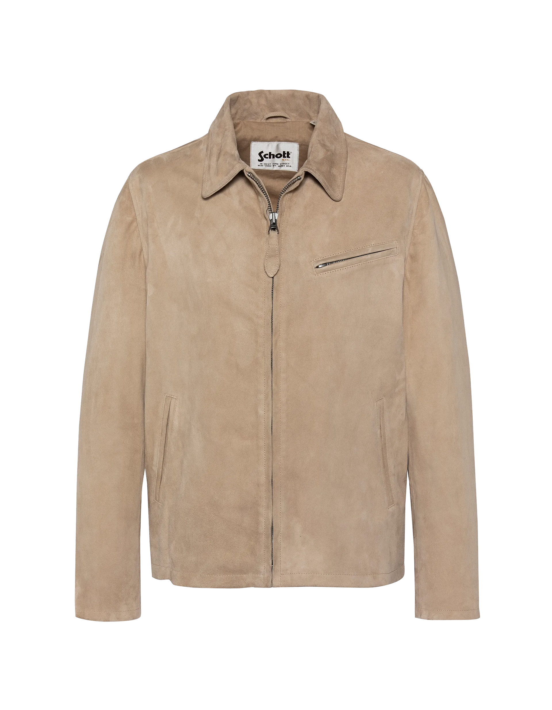 Beige suede worker jacket, goat suede - LCWORK | Schott NYC® Beige suede worker jacket, goat suede - LCWORK | Schott NYC®