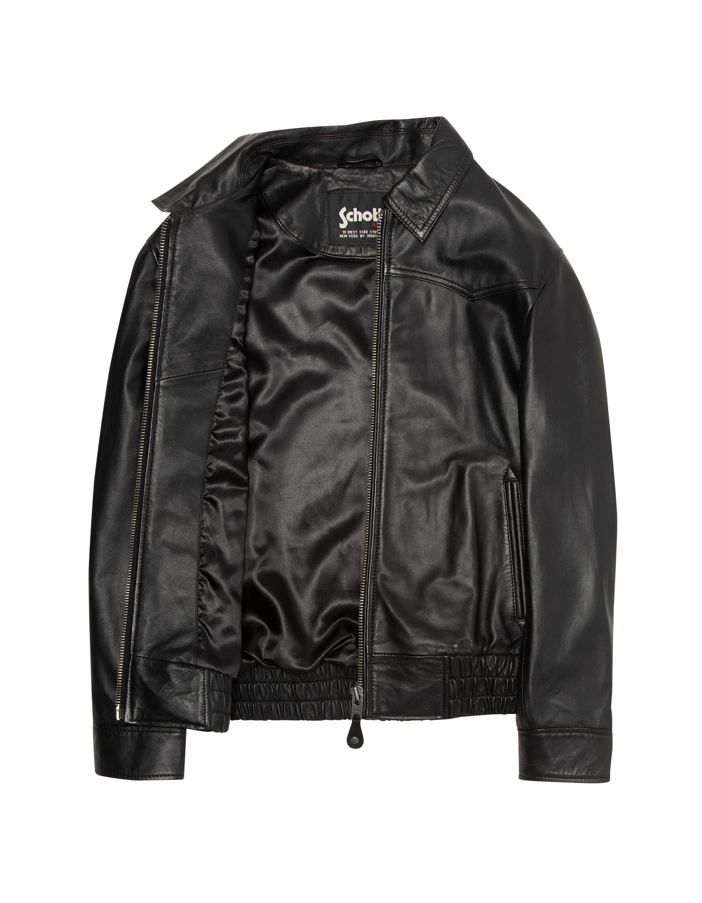 Blouson smocké noir, cuir d’agneau