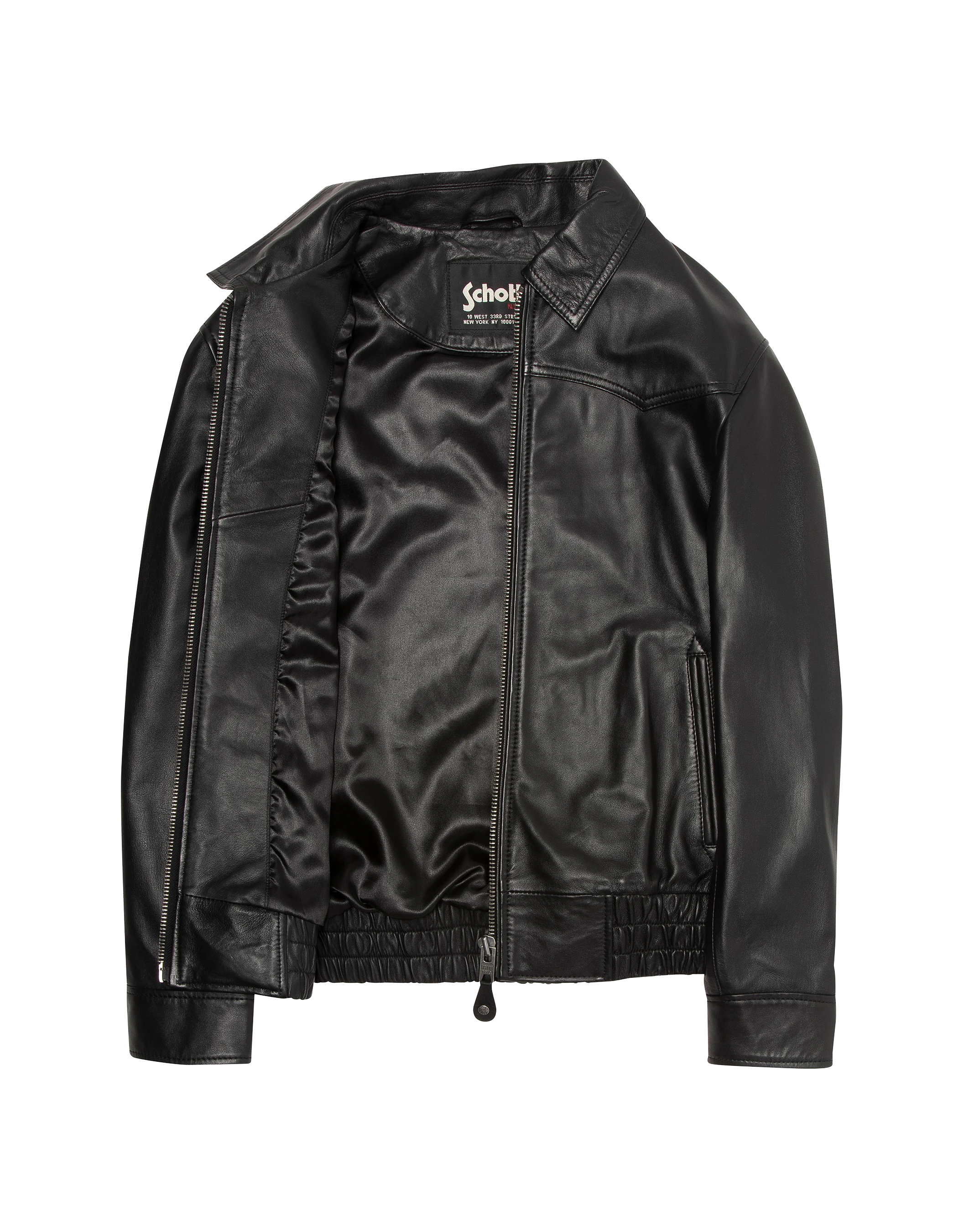 Blouson smocké noir, cuir d’agneau-3