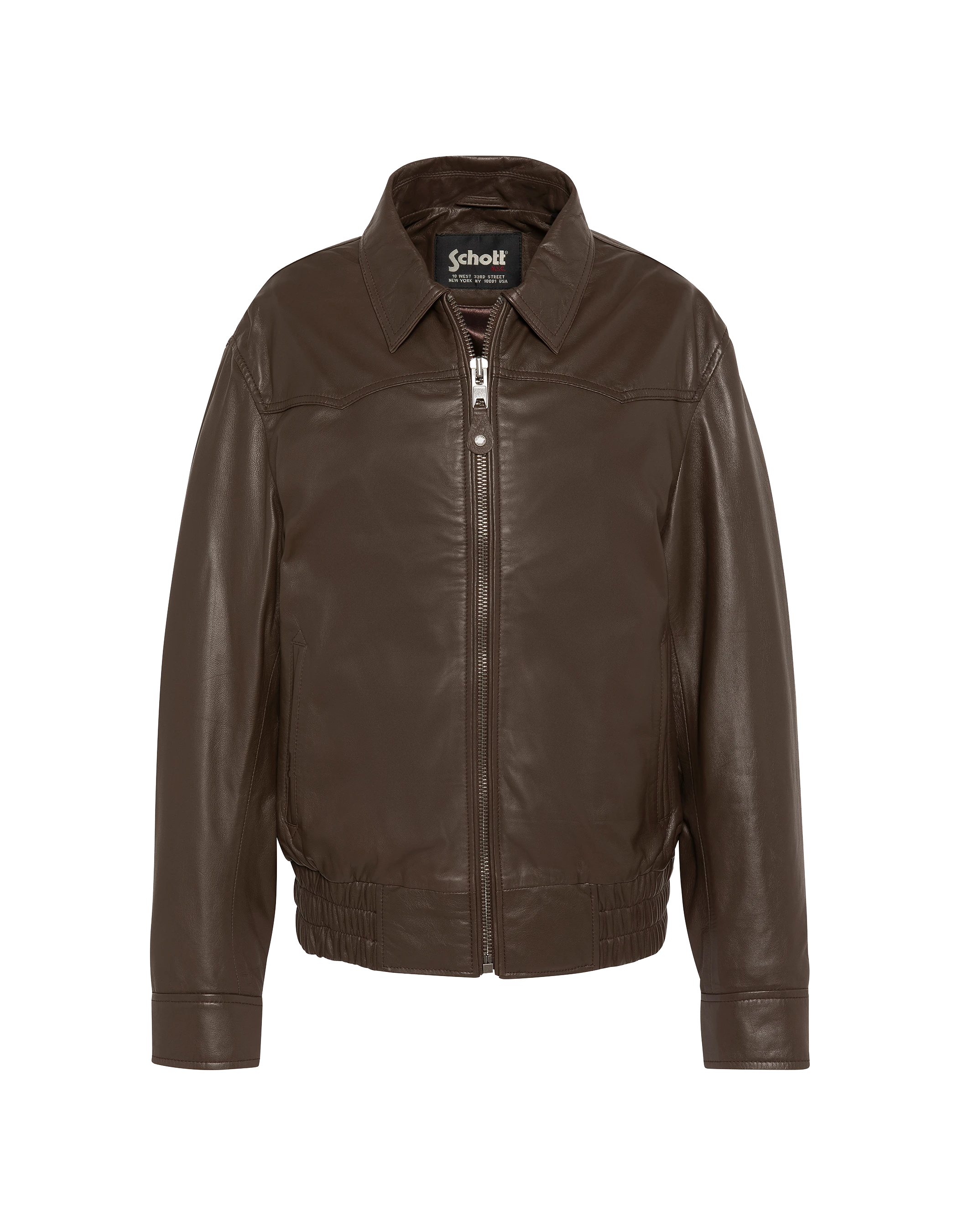 Blouson smocké marron, cuir d’agneau-2
