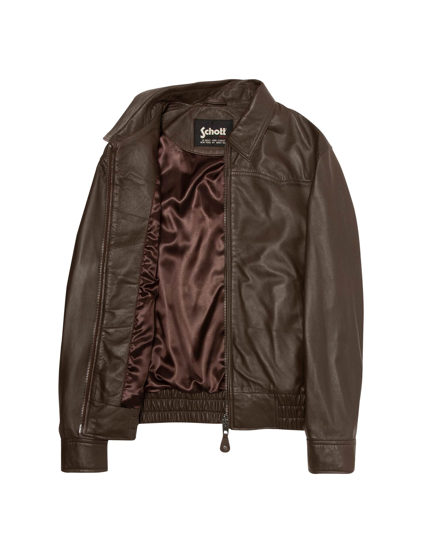 Blouson smocké marron, cuir d’agneau