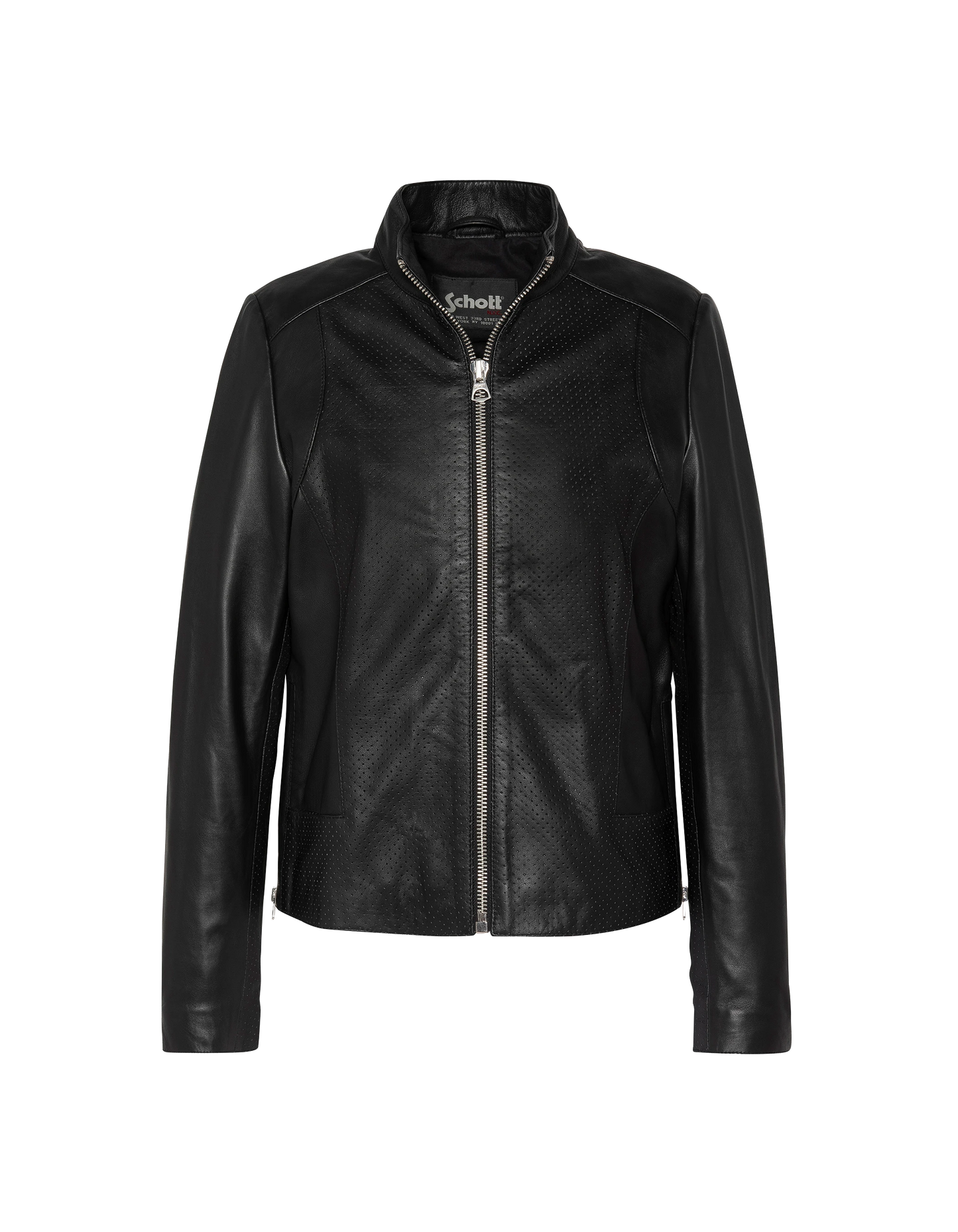Blouson ajouré noir, cuir d’agneau