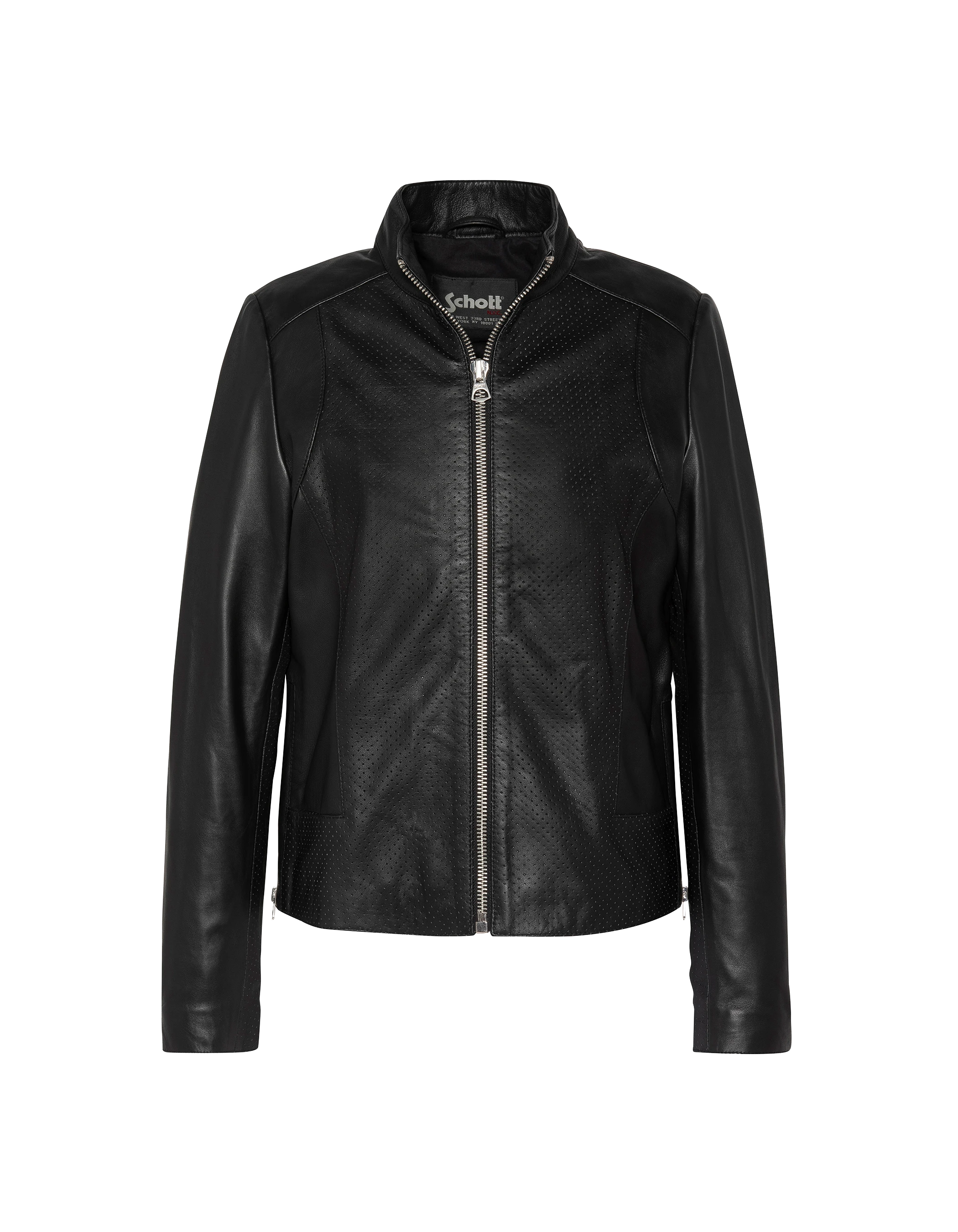 Blouson ajouré noir, cuir d’agneau-1
