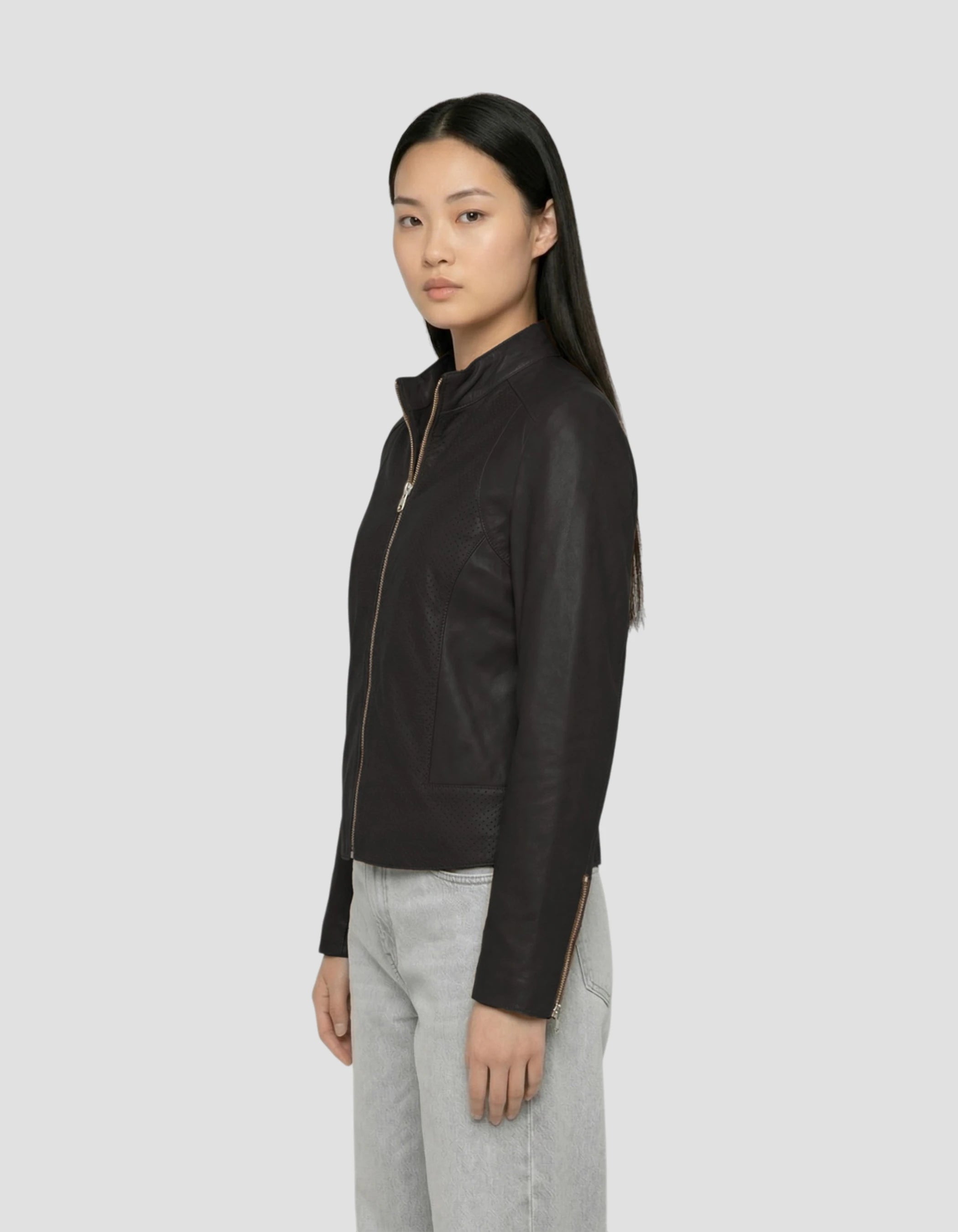 Blouson ajouré noir, cuir d’agneau-3