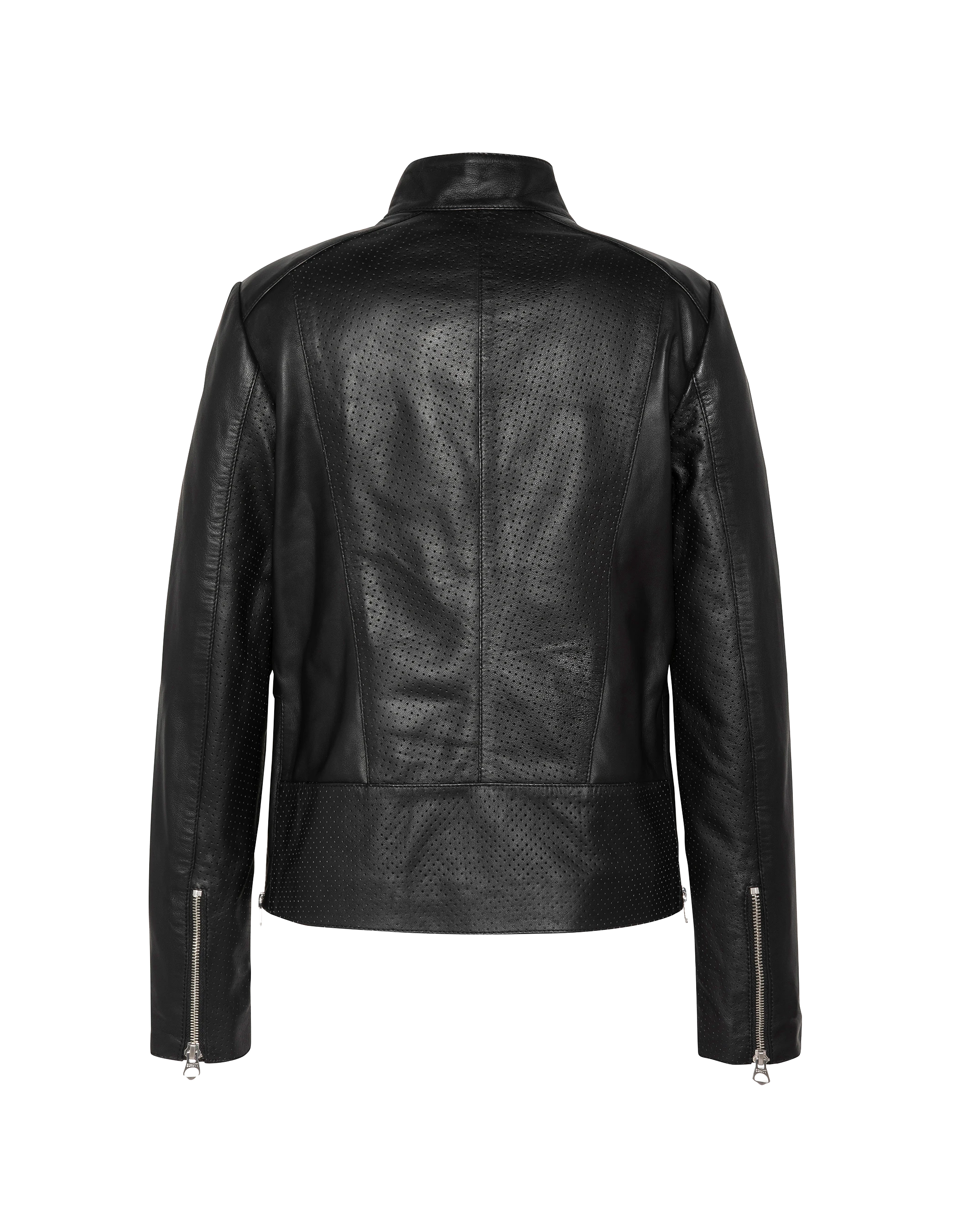 Blouson ajouré noir, cuir d’agneau-2