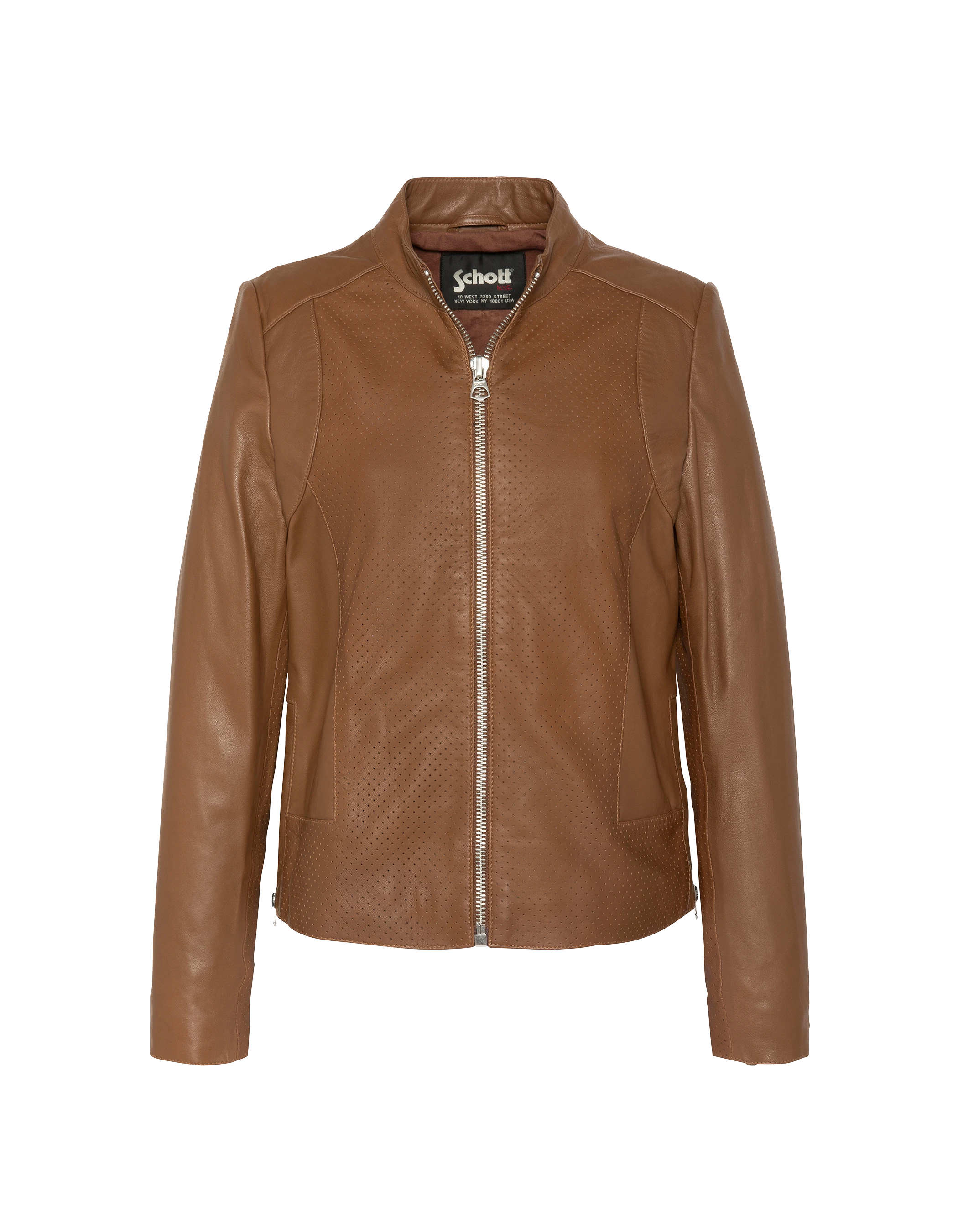 Blouson ajouré marron, cuir d’agneau-1