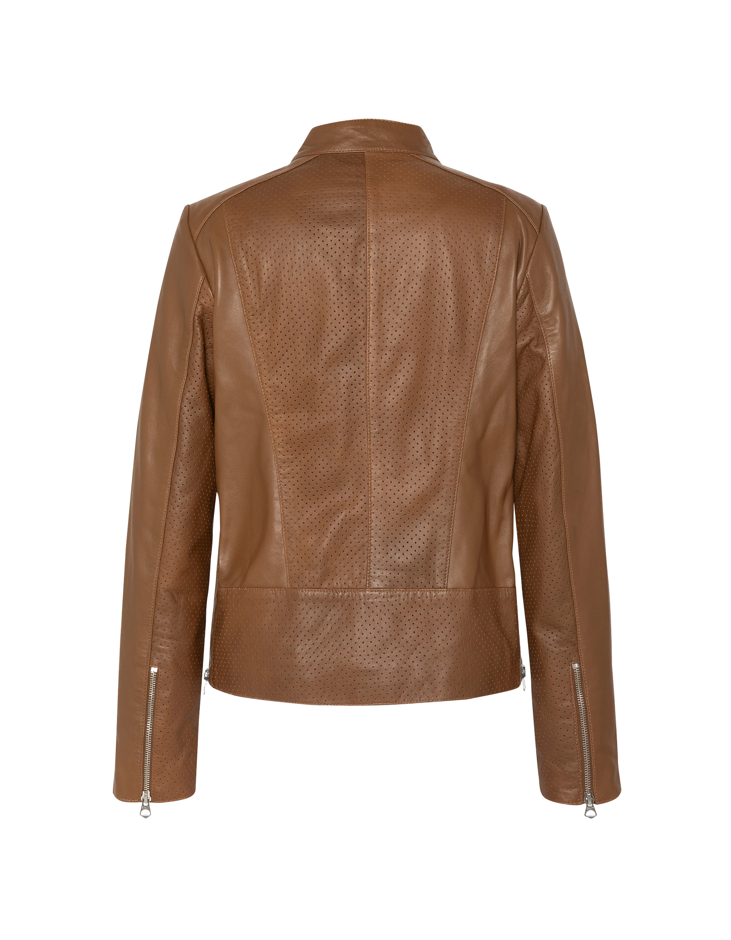 Blouson ajouré marron, cuir d’agneau